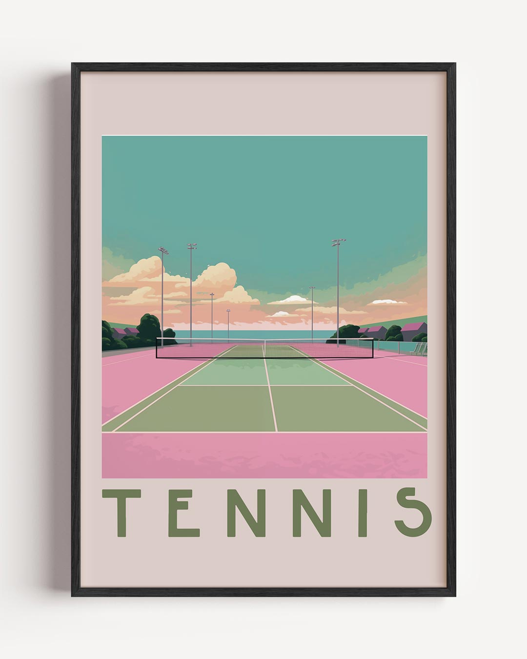 Pastelkleurige Tennisbaan Poster-WallArtistic