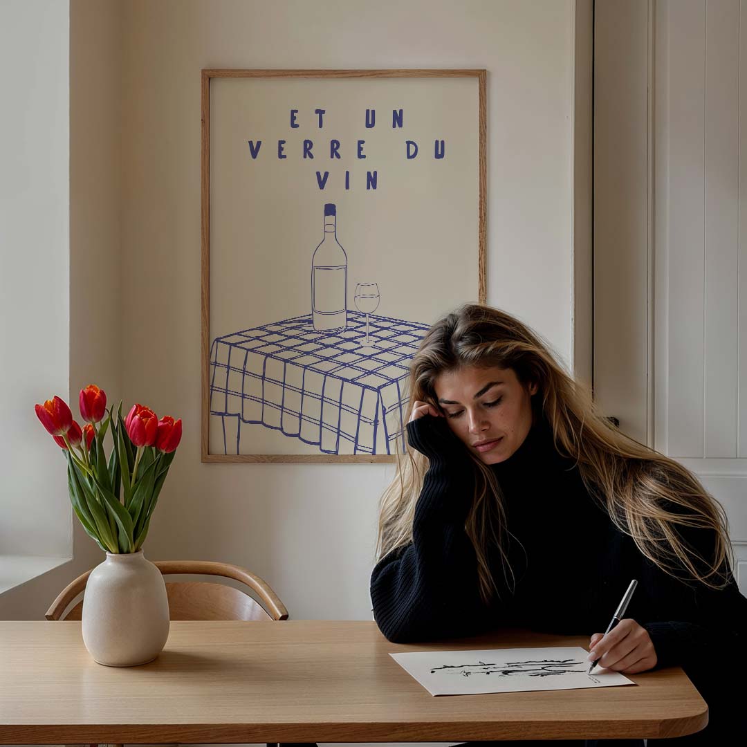 Franse Wijn Tafelscène Poster-WallArtistic