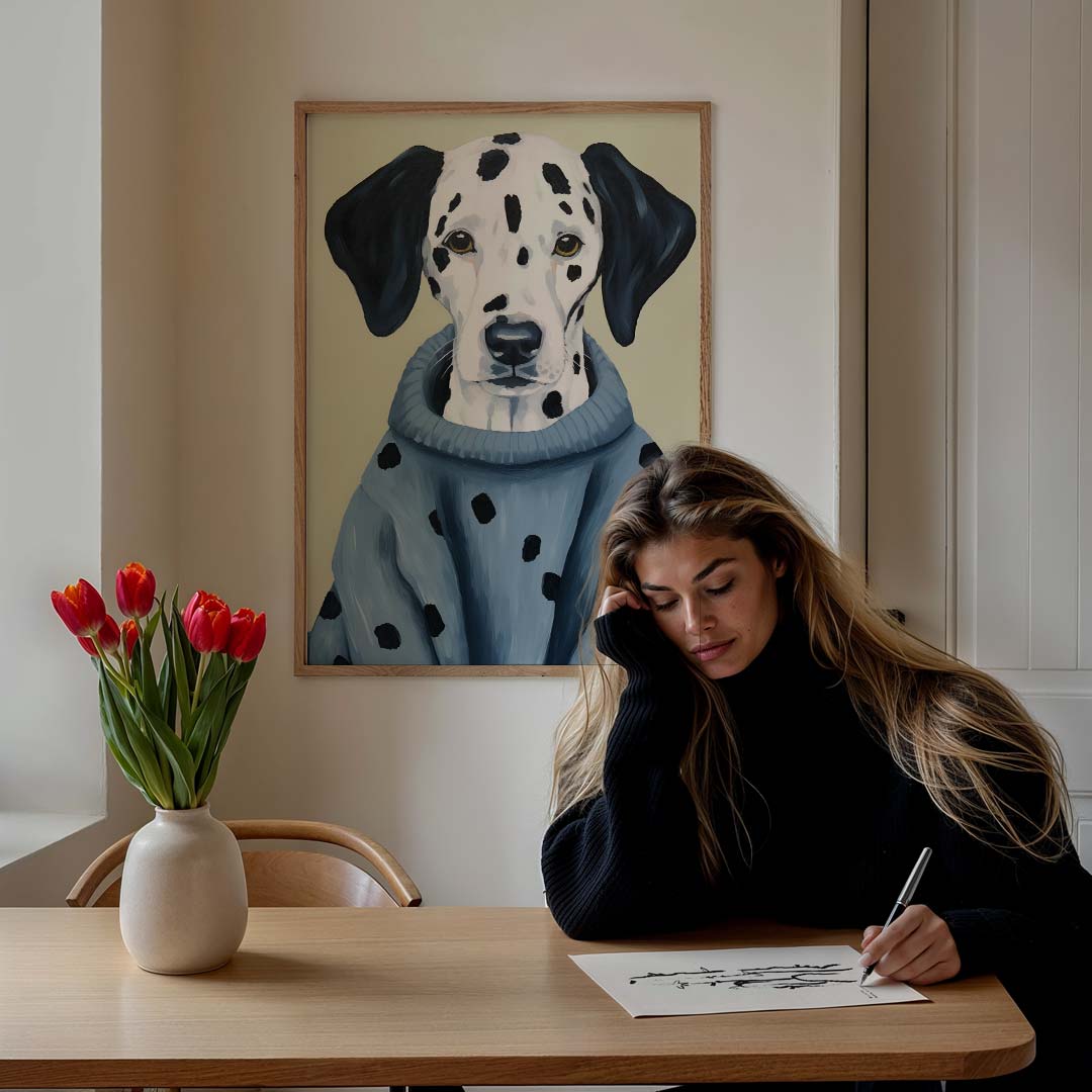 Stijlvolle Dalmatier in Trui Poster-WallArtistic