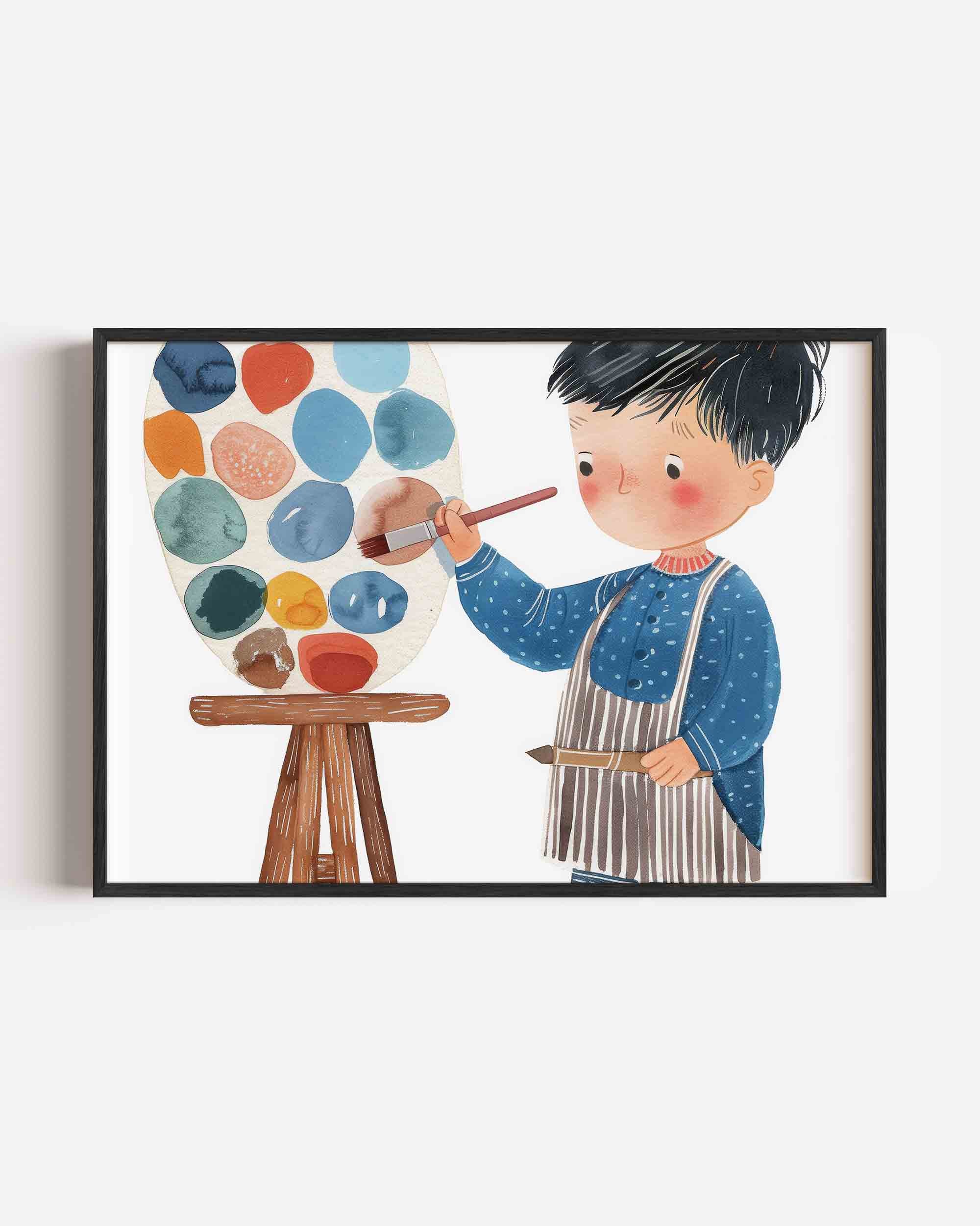 Jongen met schilderspalet Poster