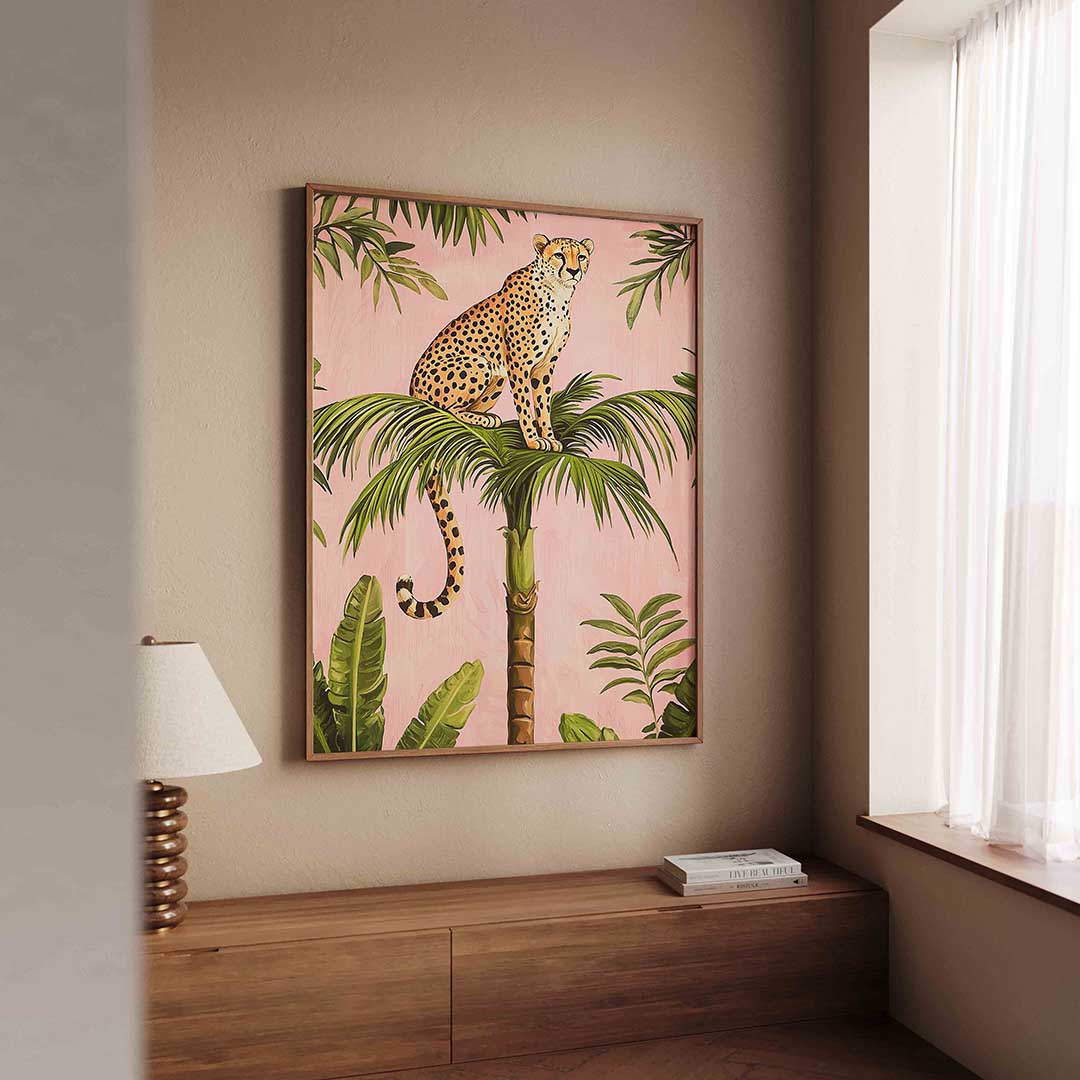 Luipaard op palm Poster