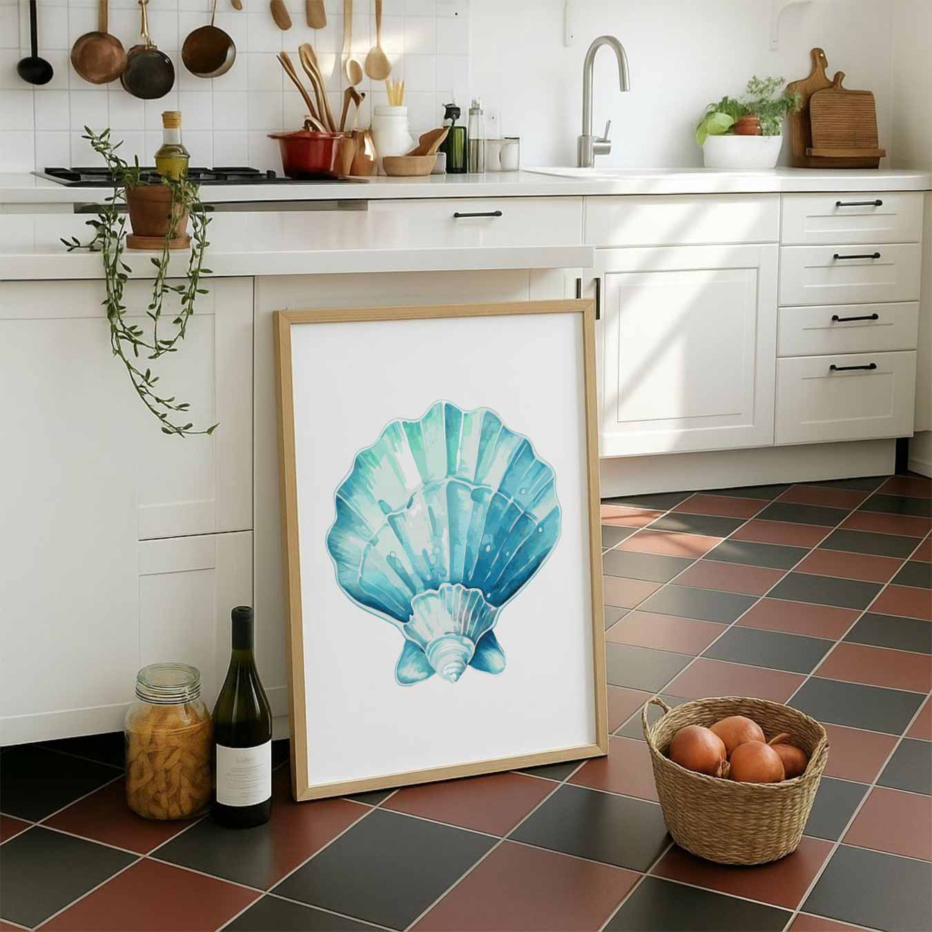 Zeeschelp Aquamarijn Poster-WallArtistic