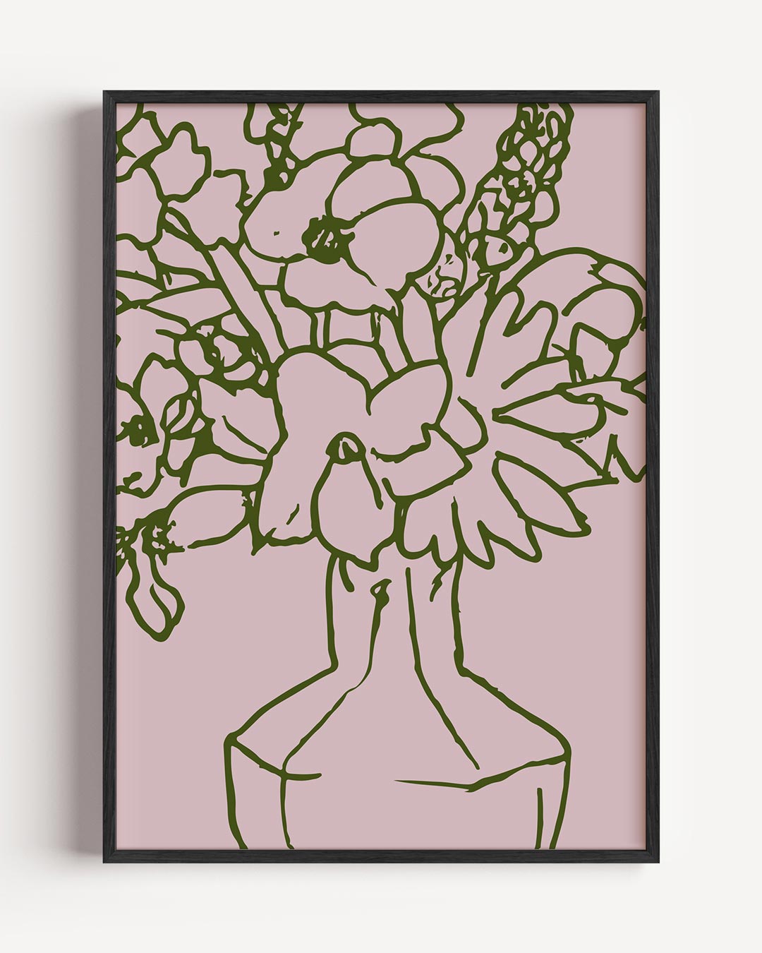 Bloemenschilderij op Roze Achtergrond Poster-WallArtistic