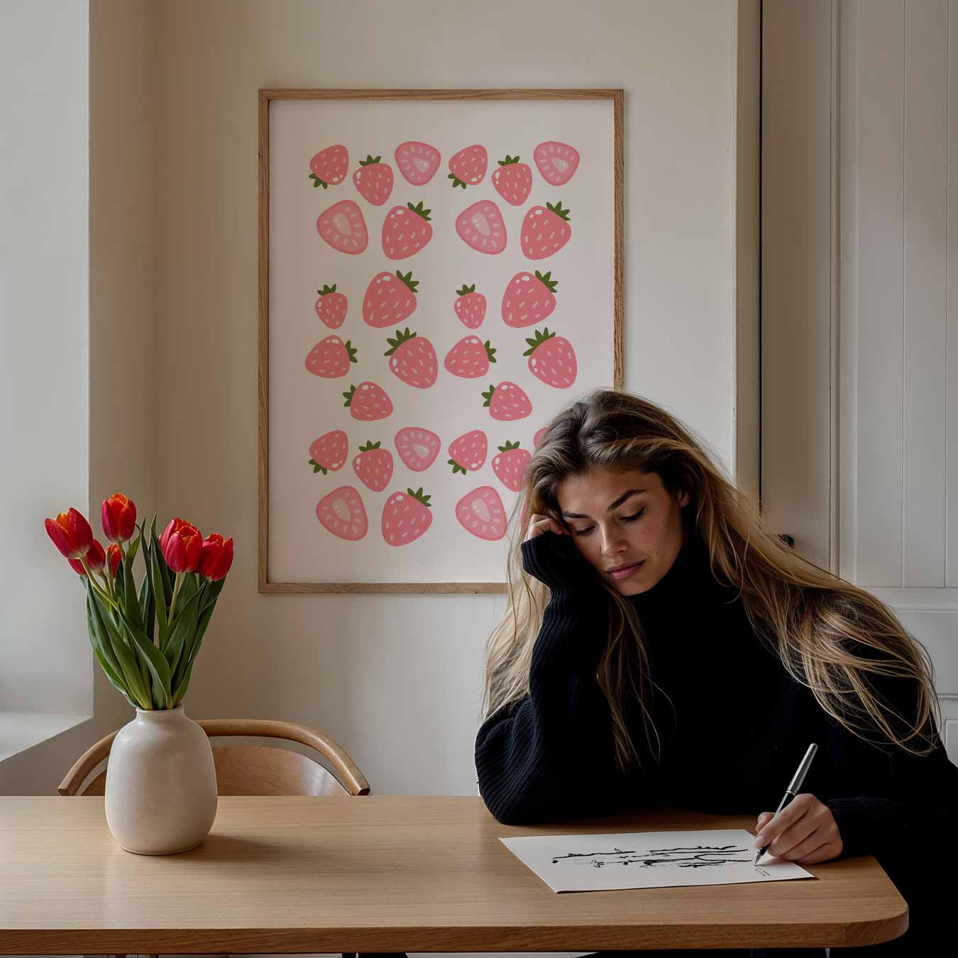 Vrolijke Aardbeien Print Poster-WallArtistic