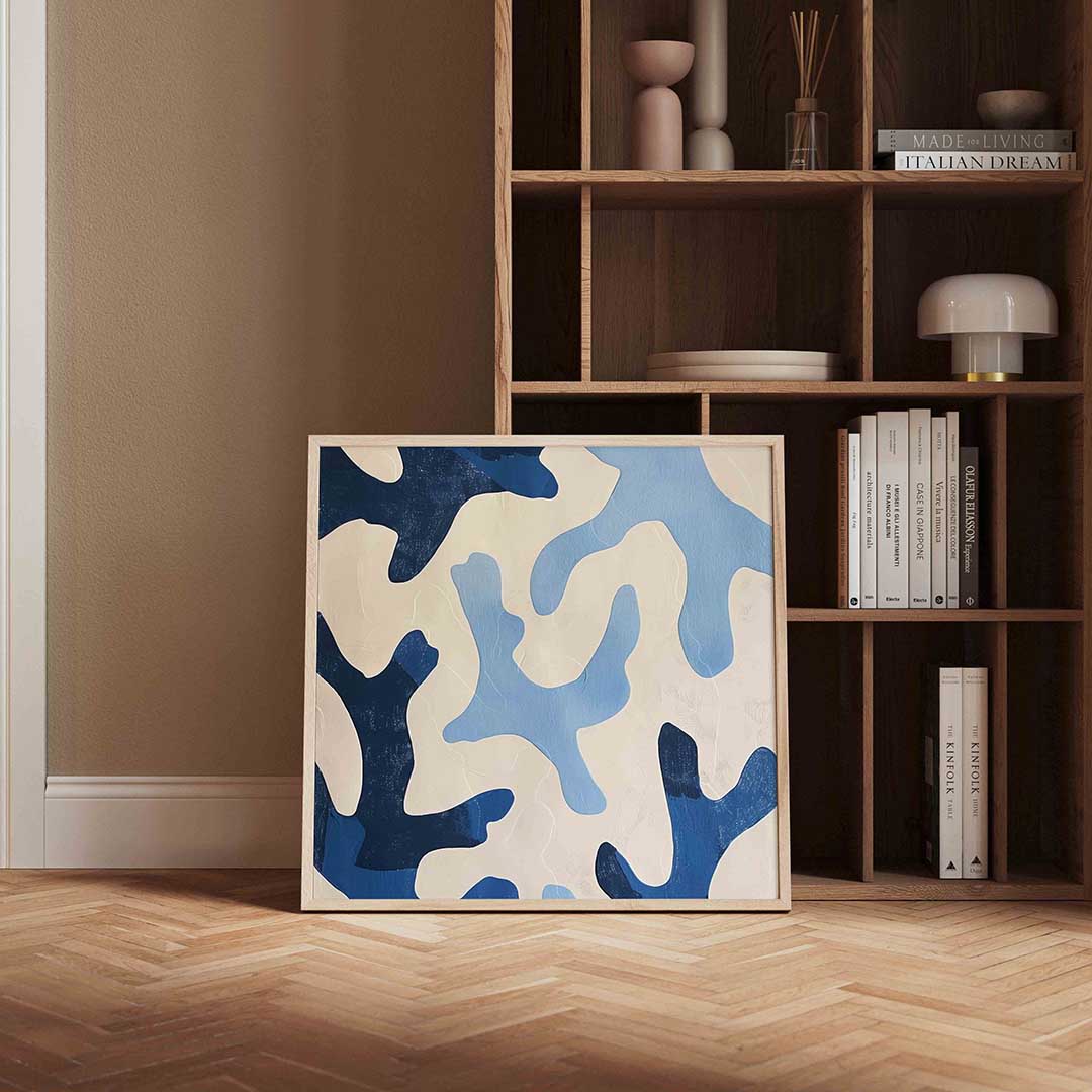 Abstracte blauwe vormen Poster