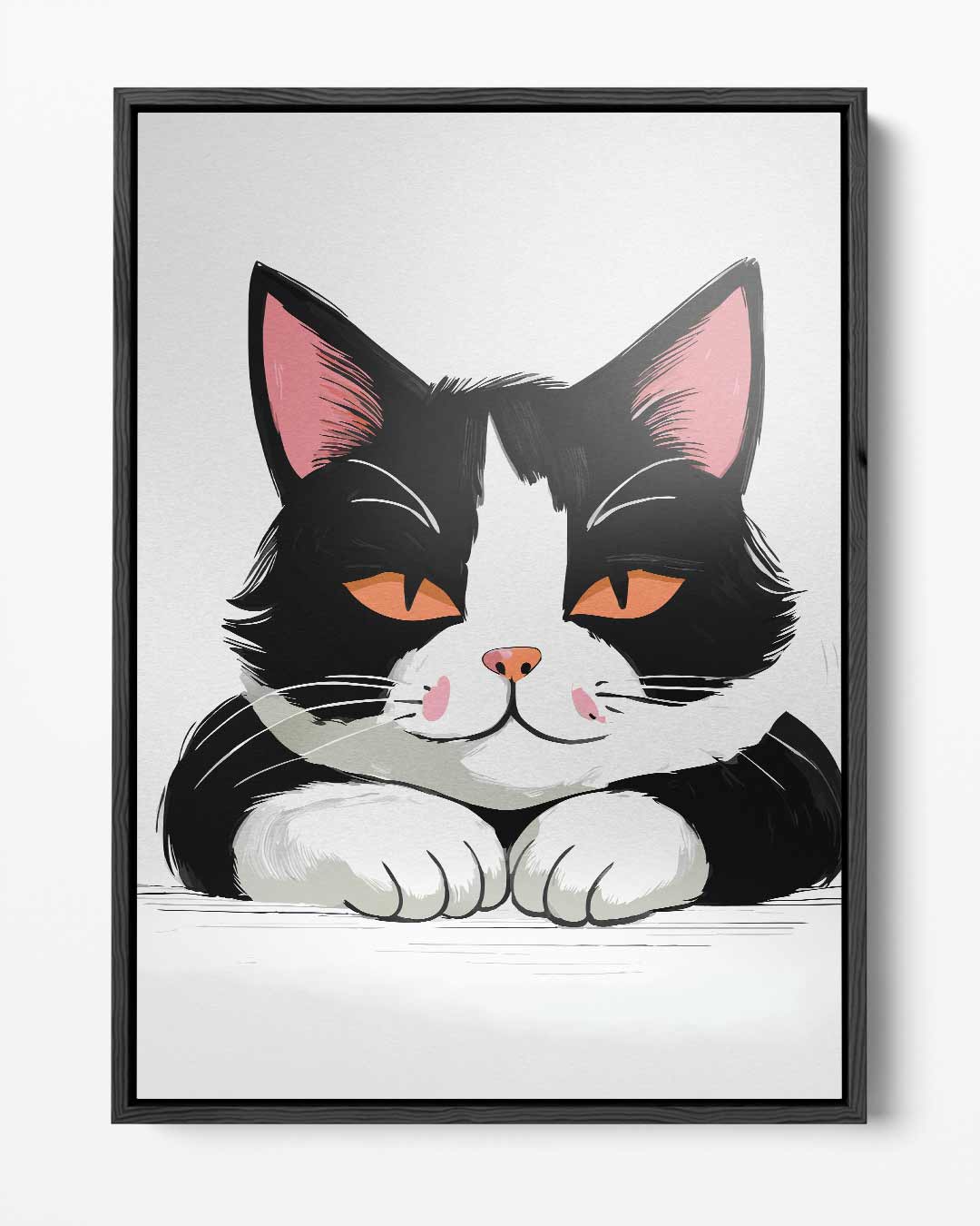 Knappe Kat met Oranje Ogen Kunstwerk-canvas-dibond-plexiglas-wanddecoratie-WallArtistic