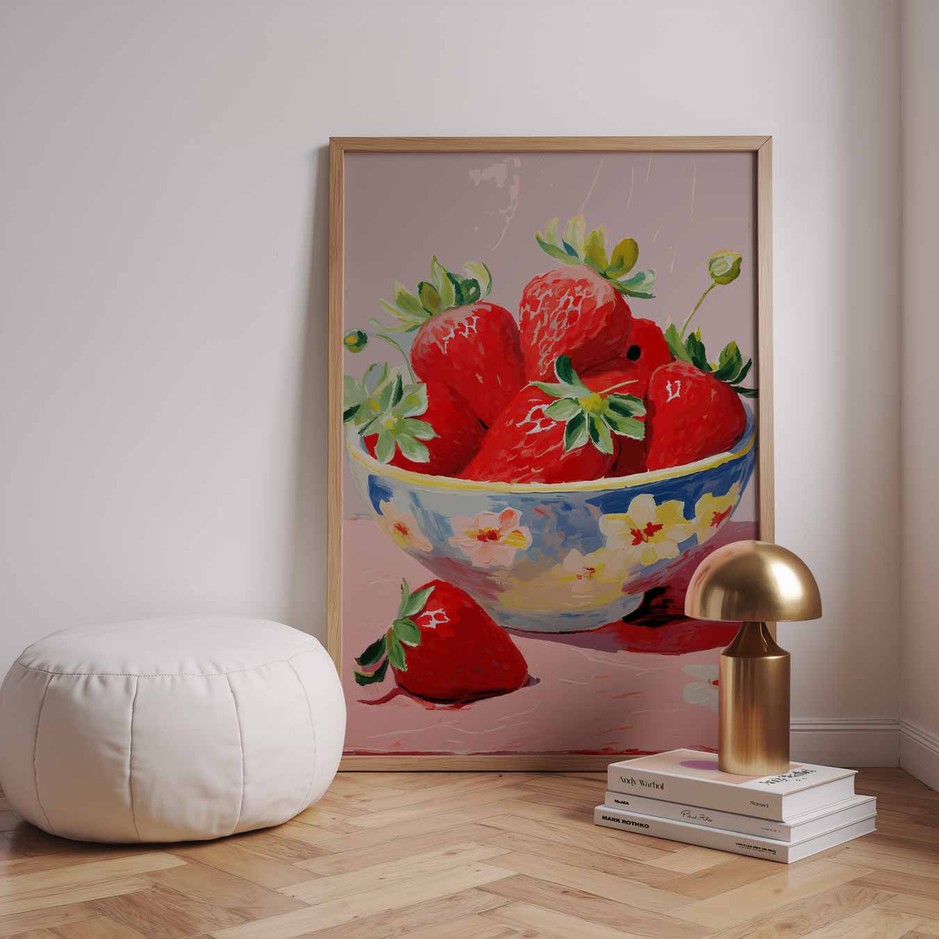 Aardbeien in Bloemenkom Poster-WallArtistic