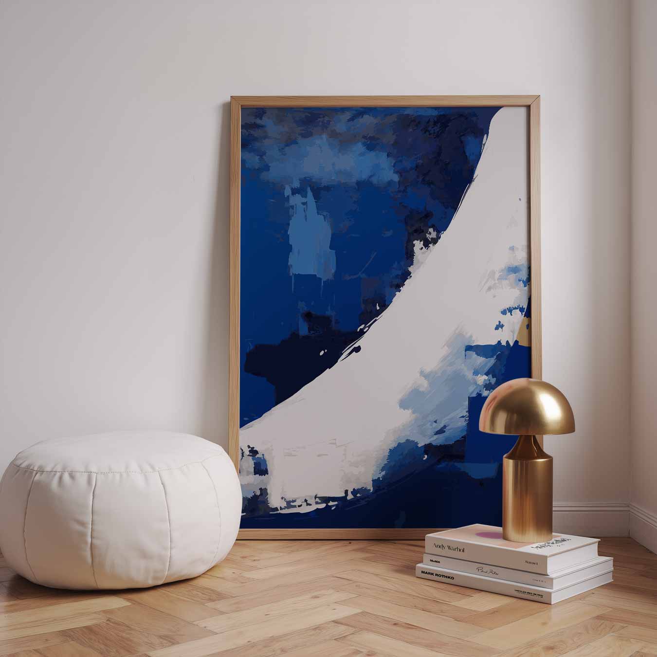 Abstracte Blauw-Witte Vleug Poster-WallArtistic