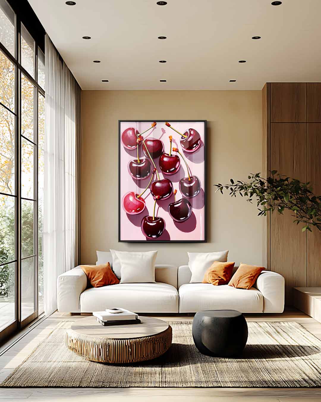 Kersenfeest op Roze Canvas Kunstwerk-canvas-dibond-plexiglas-wanddecoratie-WallArtistic