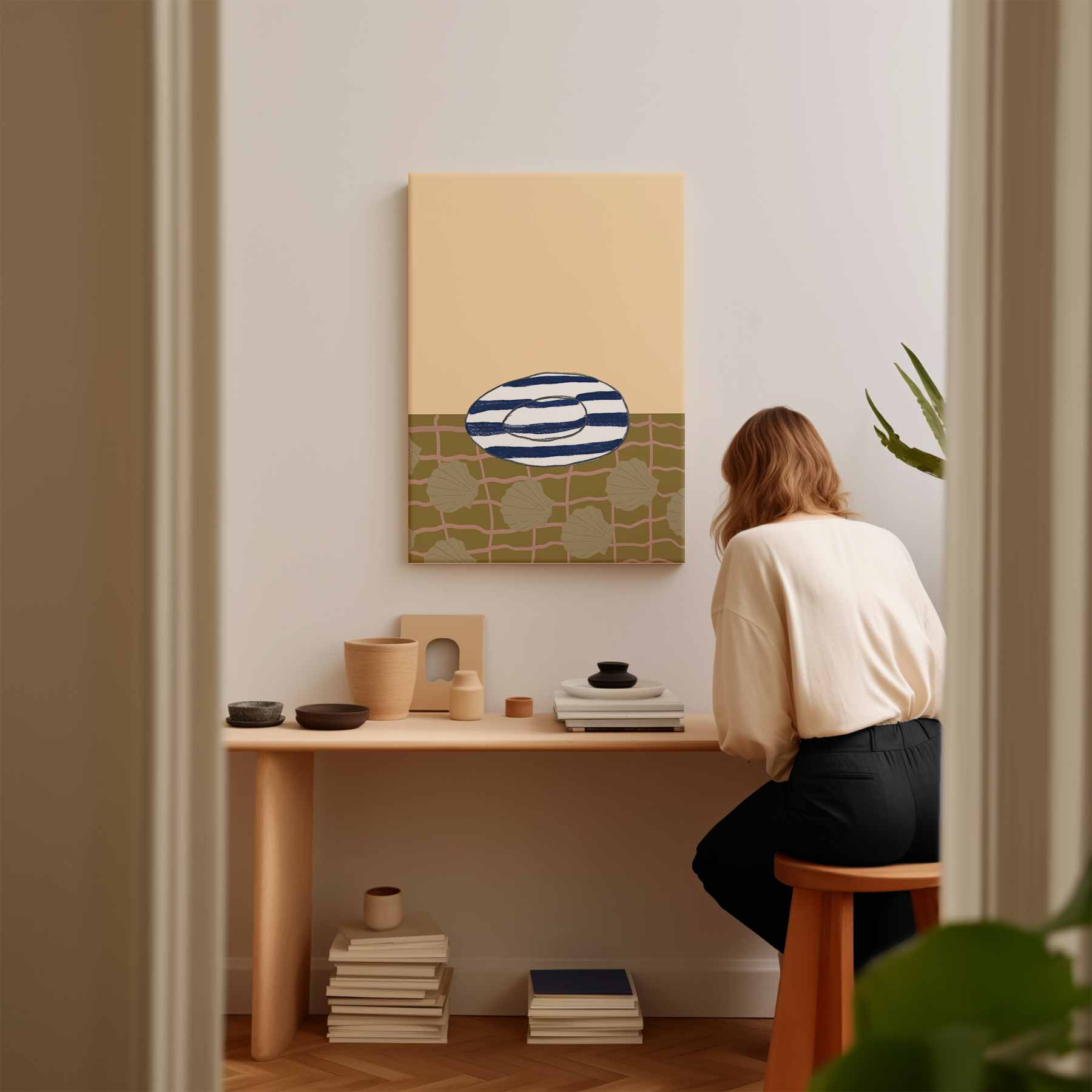 Strandvibes Illustratie Kunstwerk-canvas-dibond-plexiglas-wanddecoratie-WallArtistic