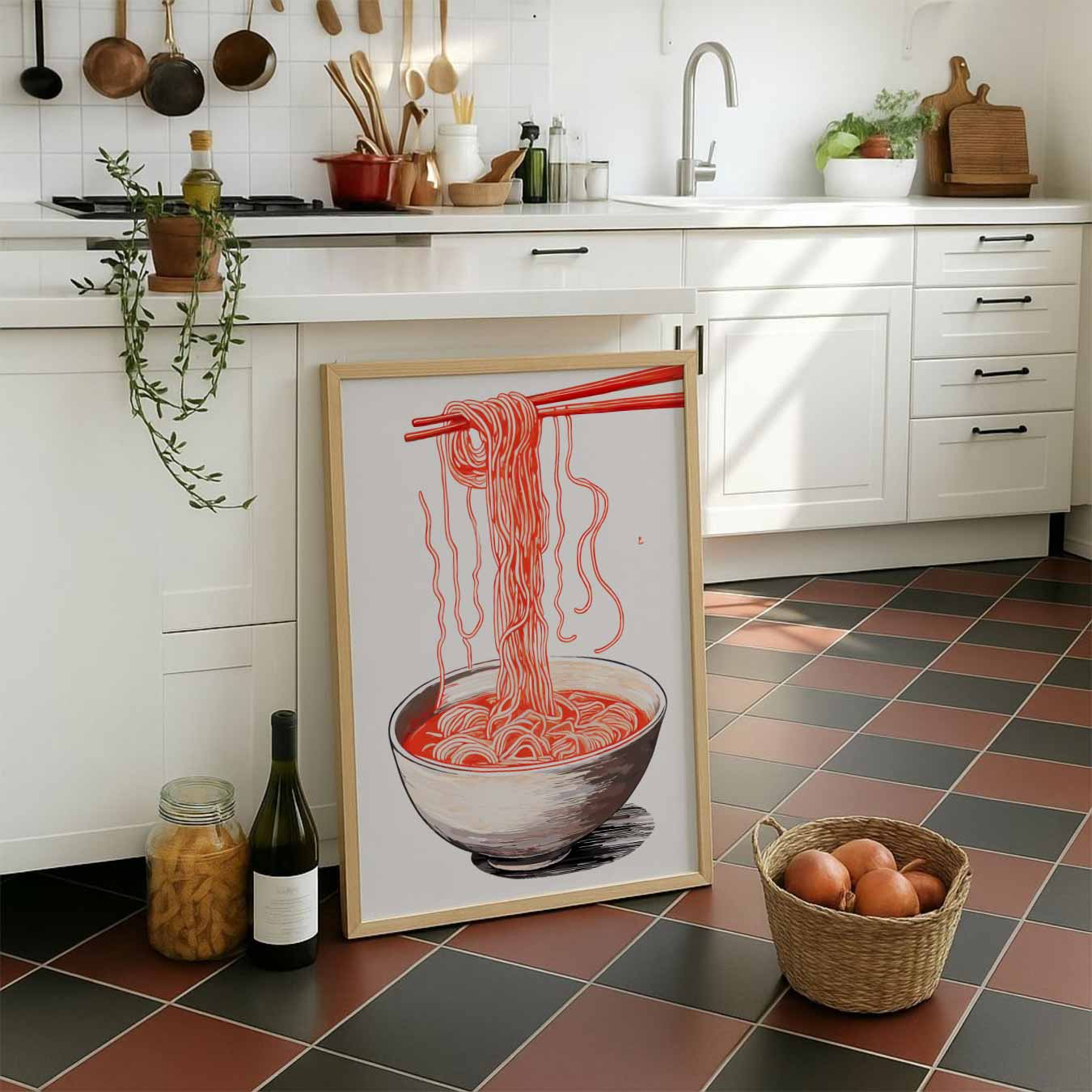 Stijlvolle Noodle Illustratie Poster