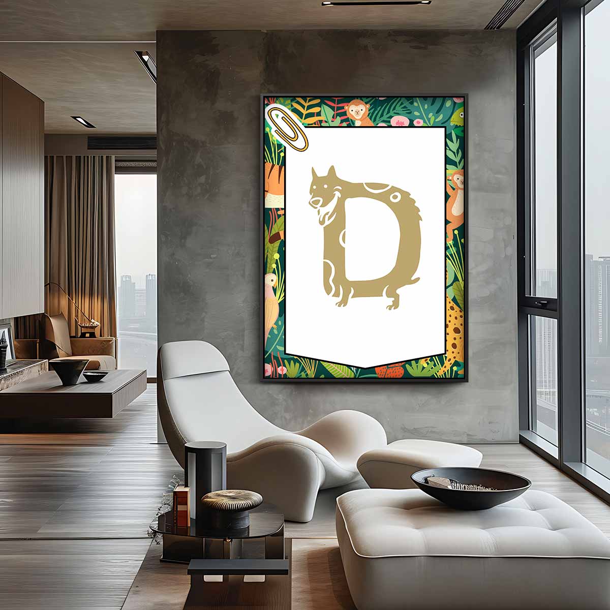 Dierenalfabet Poster - D Kunstwerk-canvas-dibond-plexiglas-wanddecoratie-WallArtistic