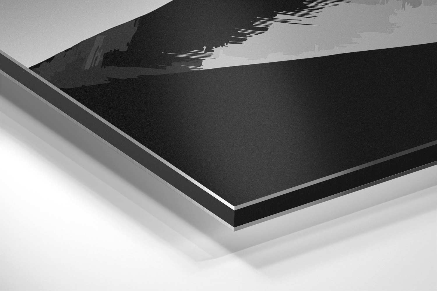 Sereen Berglandschap in Grijstinten Kunstwerk-canvas-dibond-plexiglas-wanddecoratie-WallArtistic