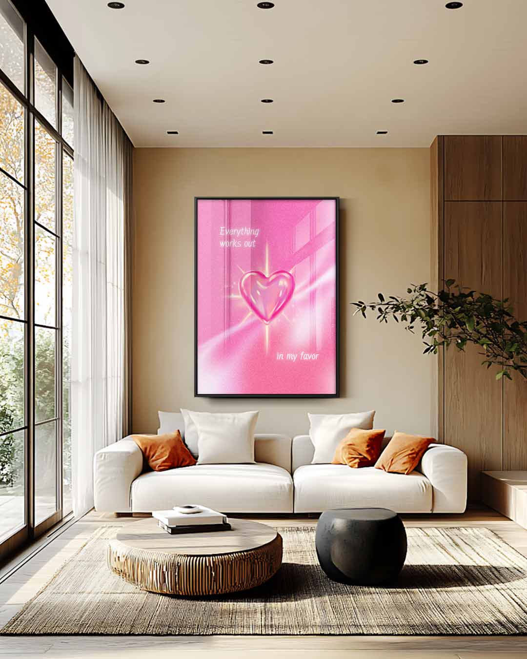 Roze Hart Inspiratie Afbeelding Kunstwerk-canvas-dibond-plexiglas-wanddecoratie-WallArtistic