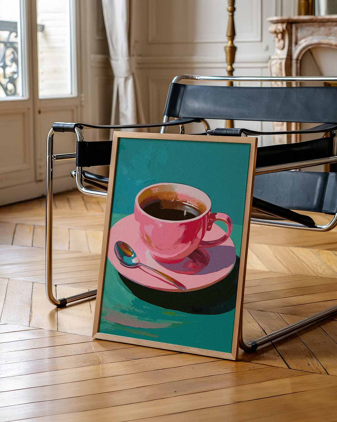 Roze Koffiekunst Poster