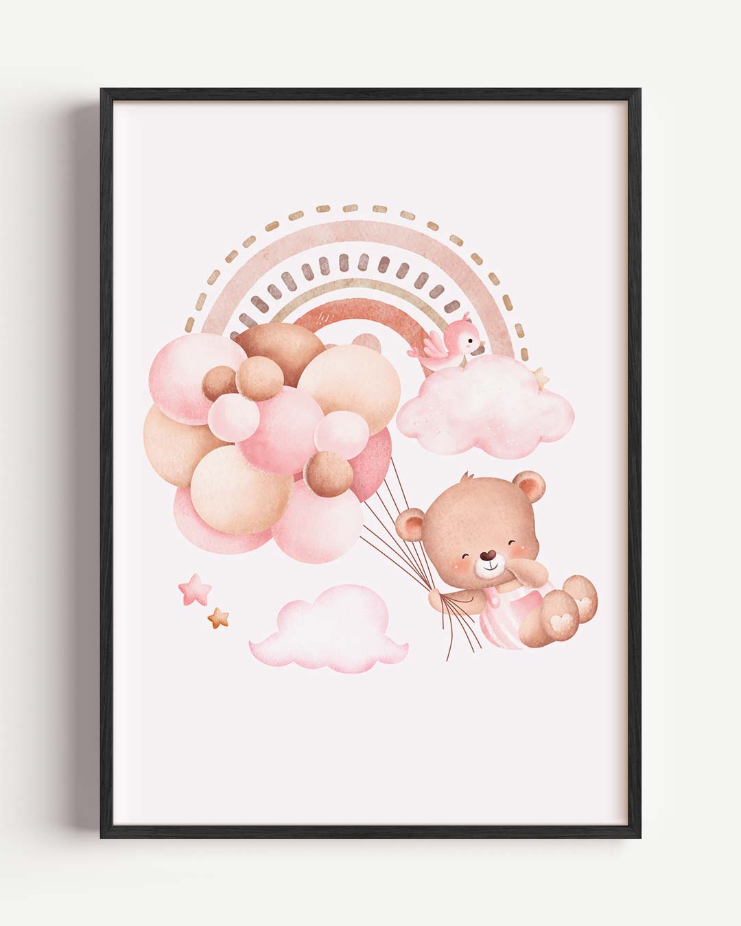 Dromerige Beer en Ballonnen Kinderkamer Poster