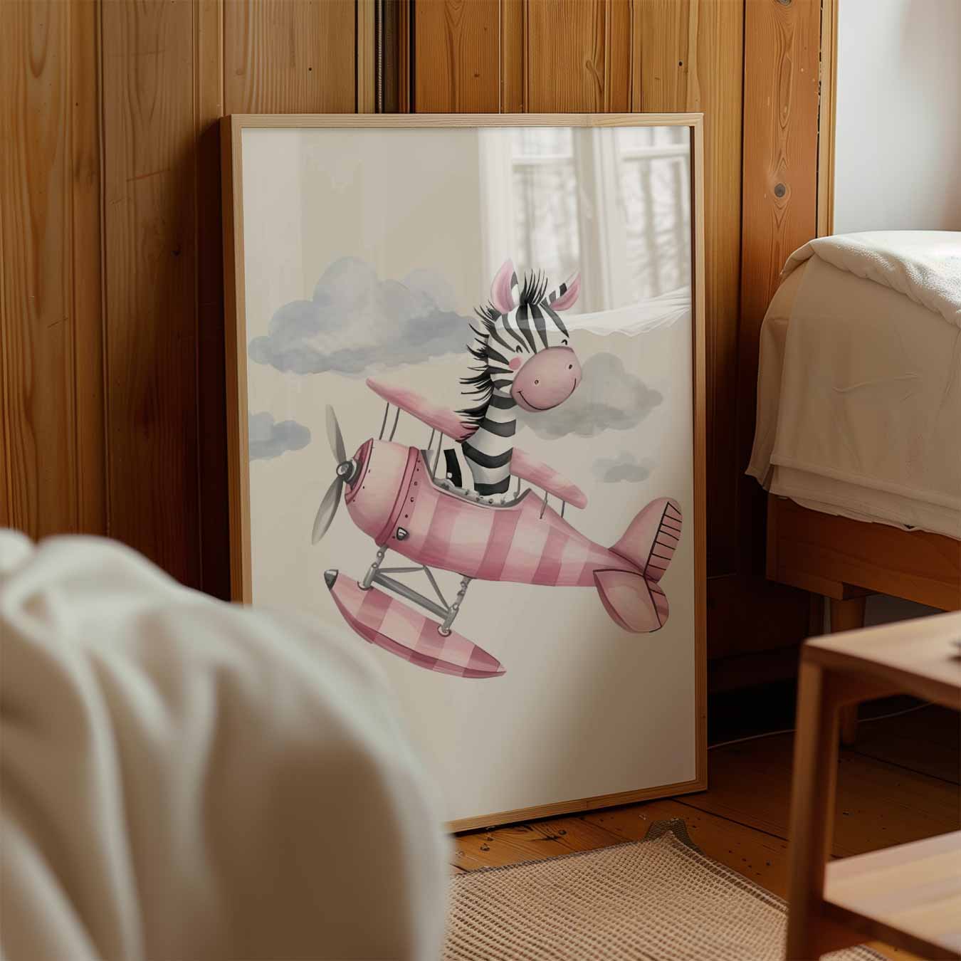 Dromerige Zebra in het Vliegtuig Poster