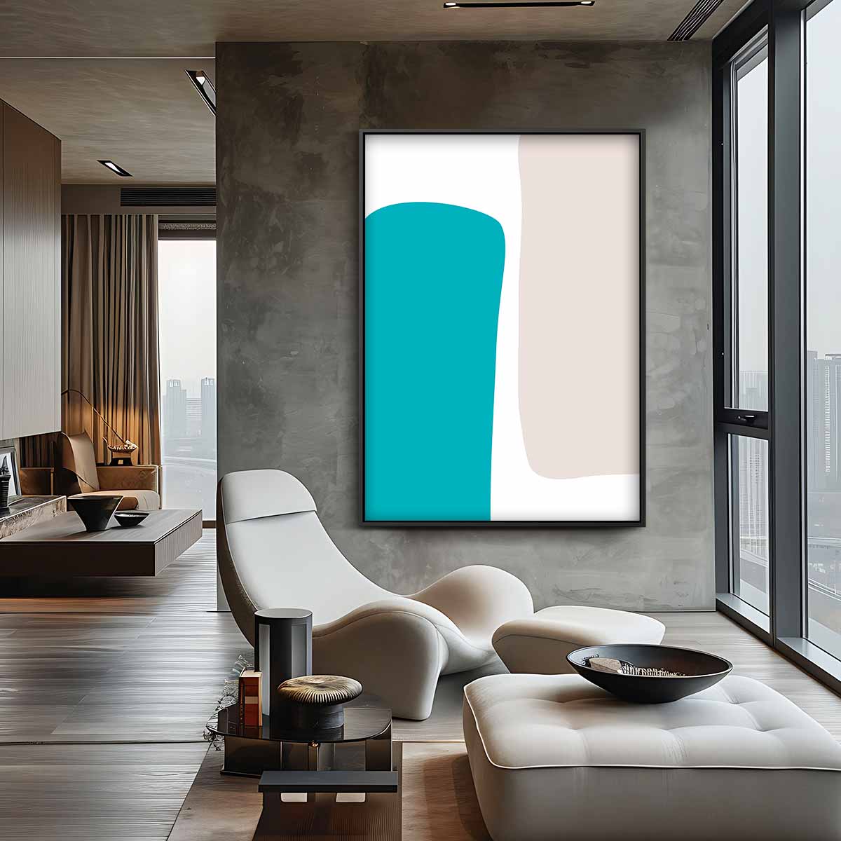 Vloeiende Vormen Duet Kunstwerk-canvas-dibond-plexiglas-wanddecoratie-WallArtistic