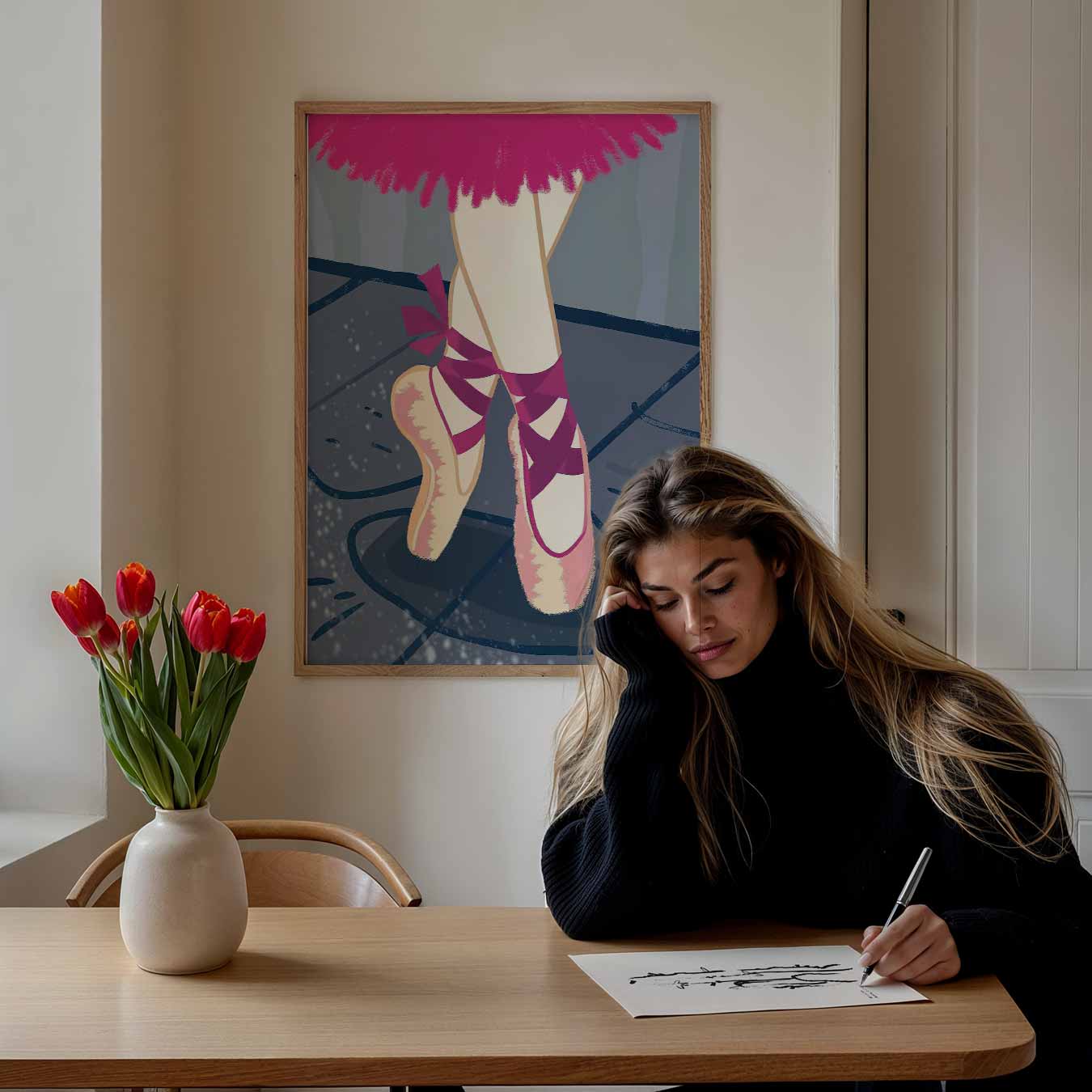 Elegante Ballerina Puntschoenen Poster