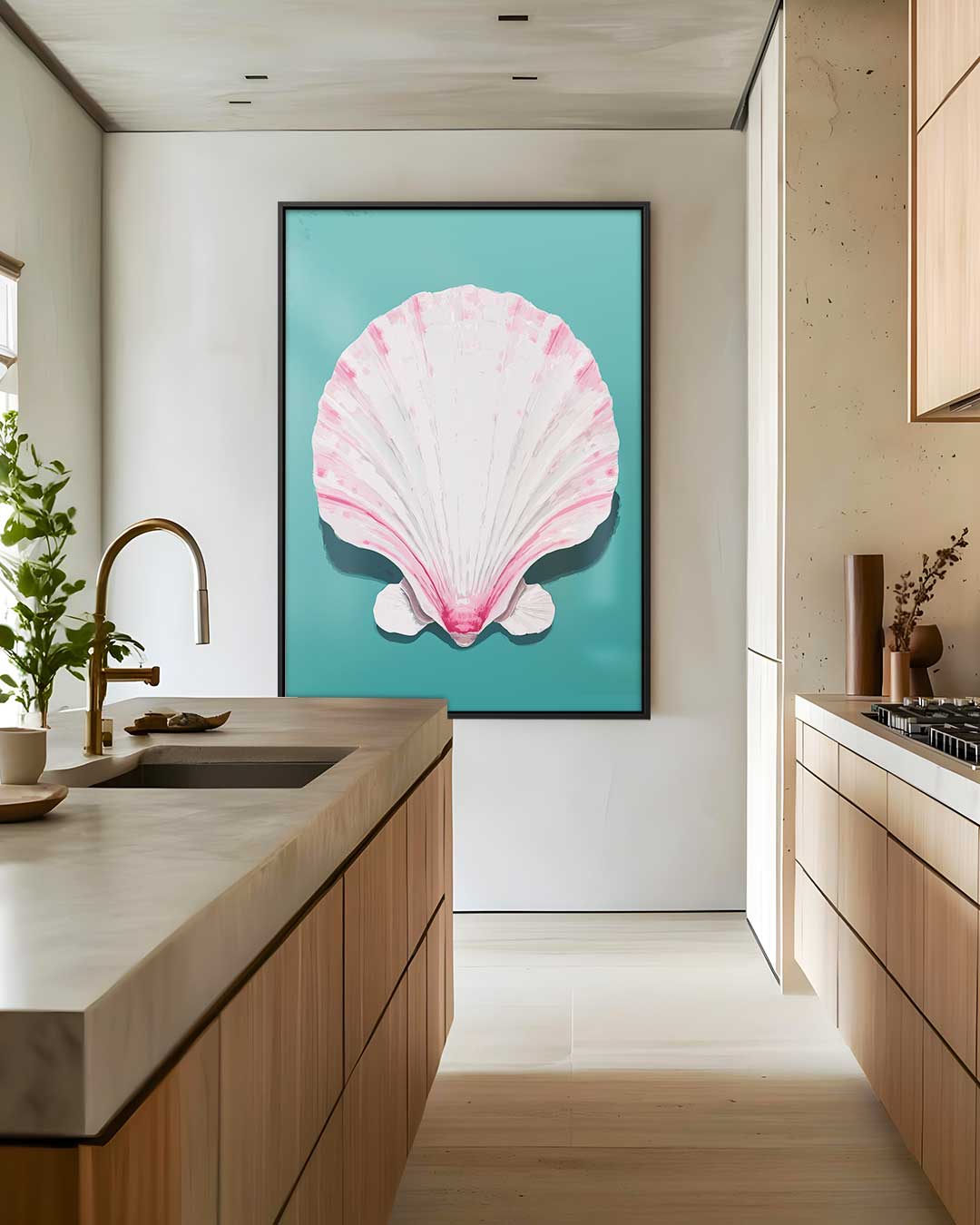 Schelp met Roze Accenten Kunstwerk-canvas-dibond-plexiglas-wanddecoratie-WallArtistic