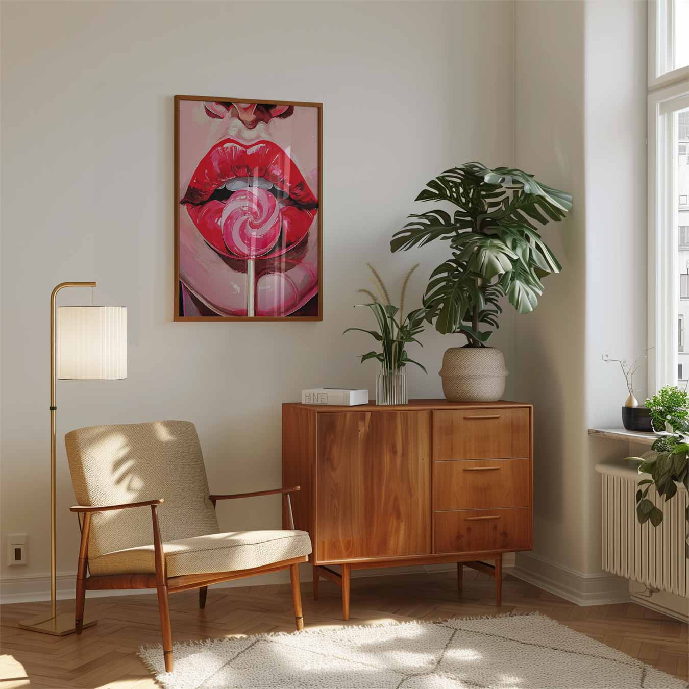 Pop Art Lippen met Lolly Poster