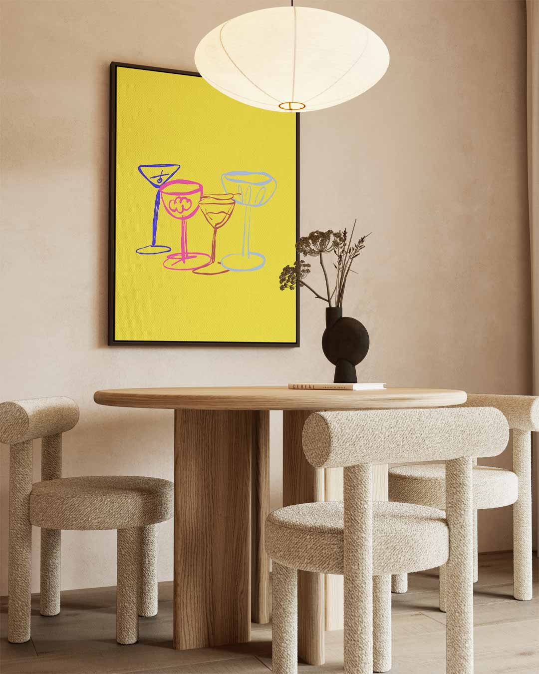 Vrolijke Glazen Illustratie Kunstwerk-canvas-dibond-plexiglas-wanddecoratie-WallArtistic