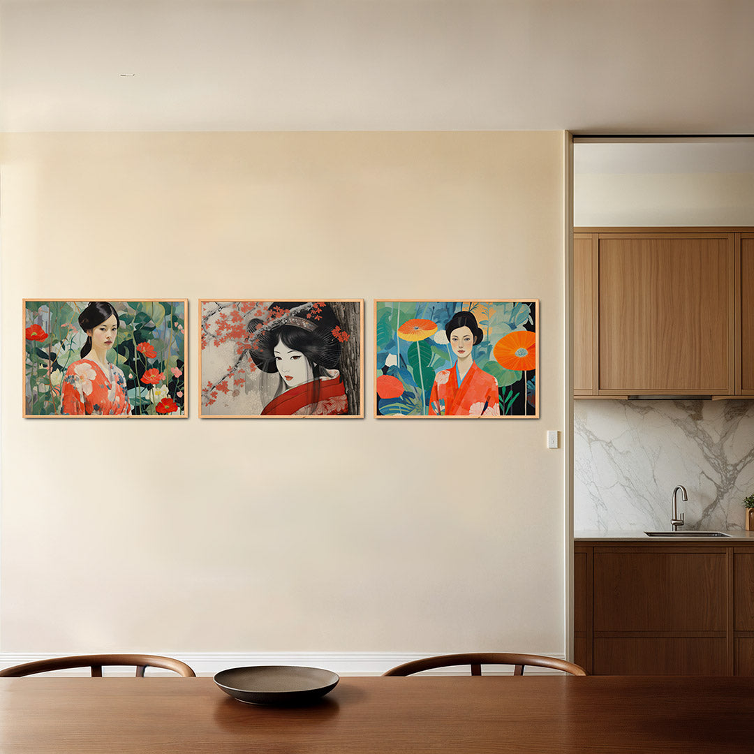Bloemen en portret Posterset