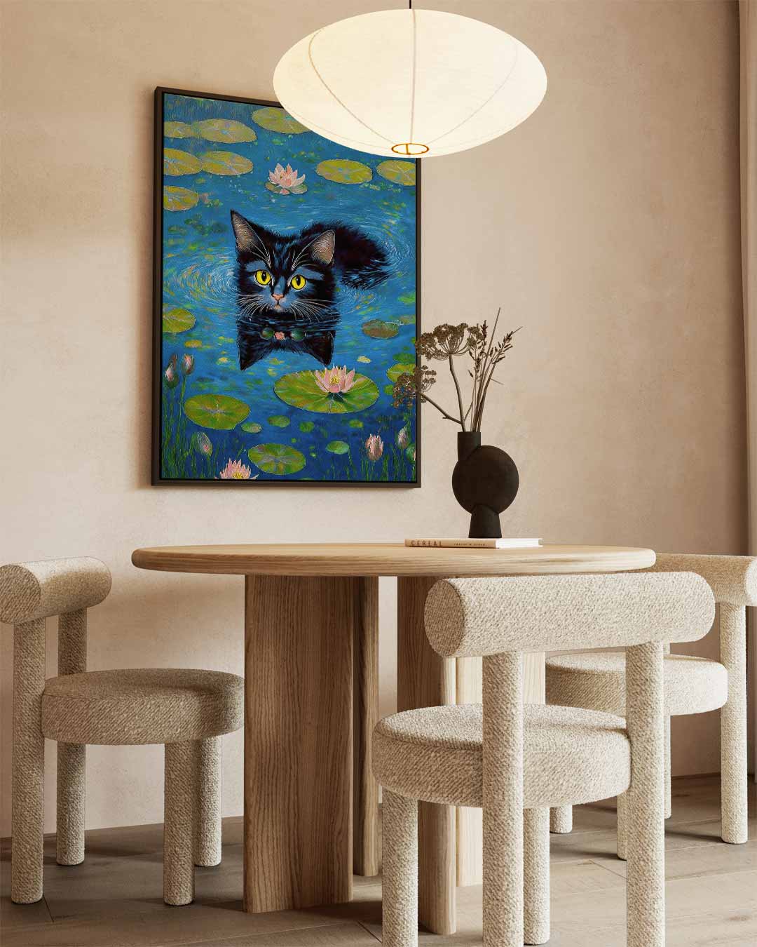 Zwemmende Kat Tussen Waterlelies Kunstwerk-canvas-dibond-plexiglas-wanddecoratie-WallArtistic