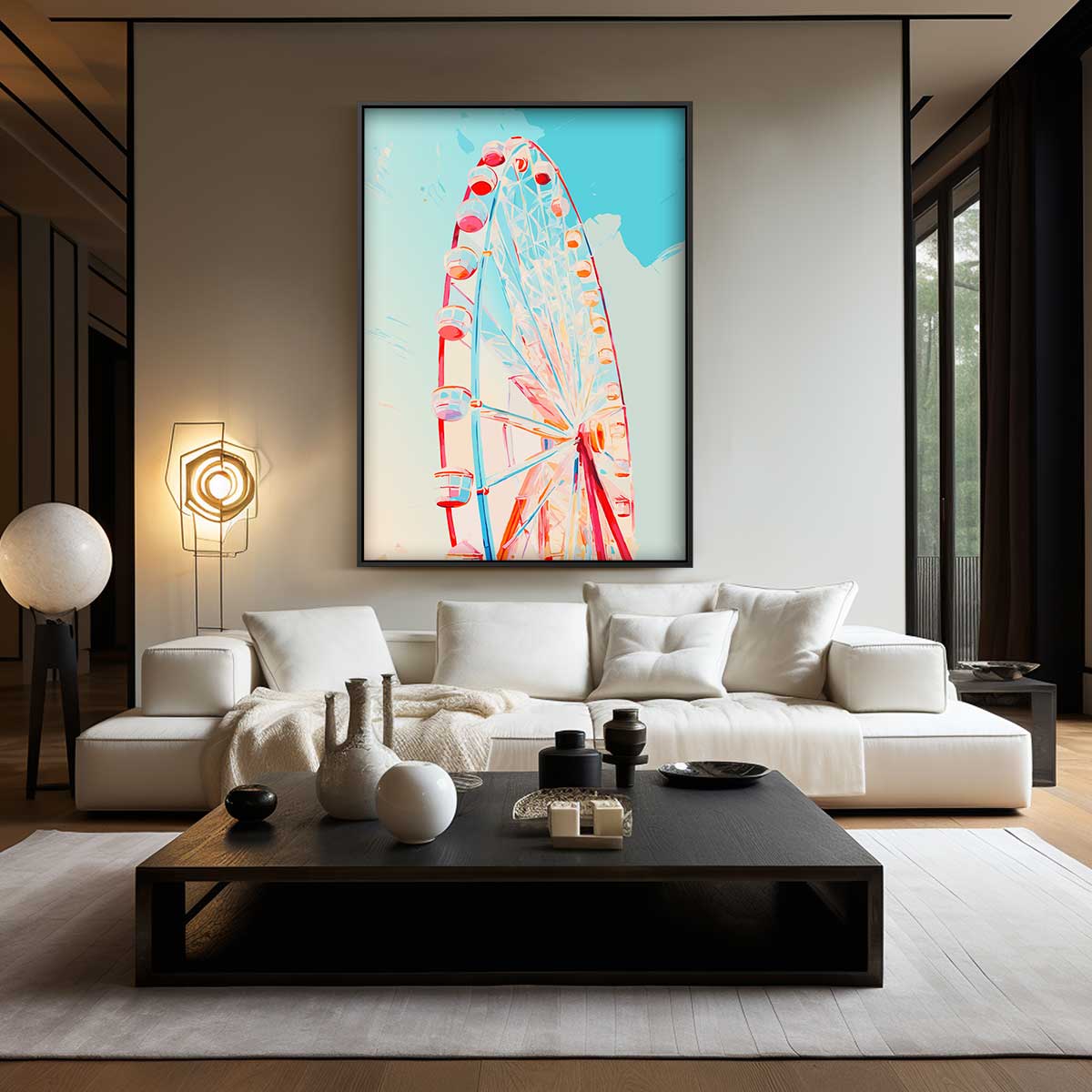 Kleurrijke Reuzenrad Droom Kunstwerk-canvas-dibond-plexiglas-wanddecoratie-WallArtistic
