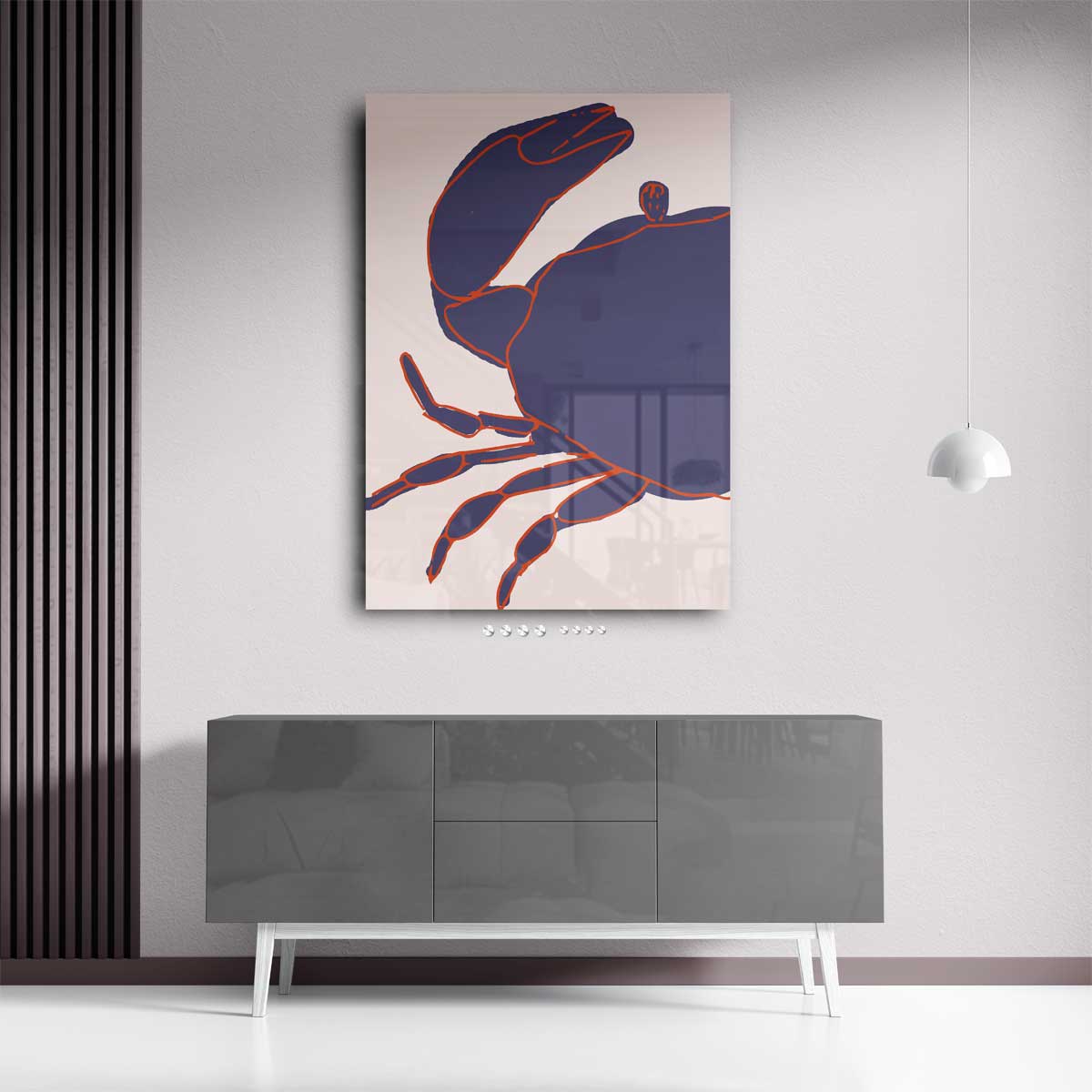 Kleurrijke Krab Illustratie Kunstwerk-canvas-dibond-plexiglas-wanddecoratie-WallArtistic