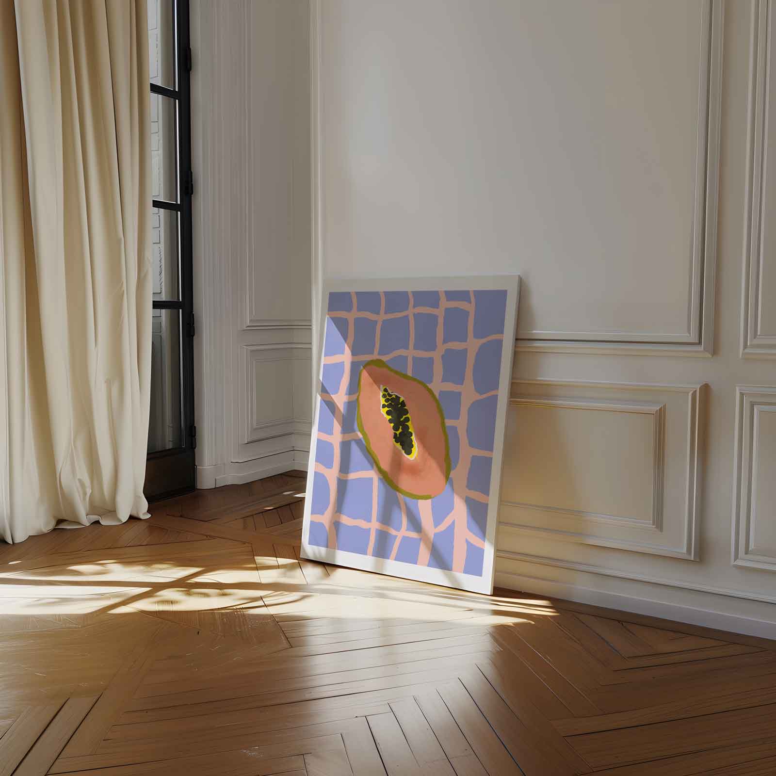 Tropische Papaya Vibes Kunstwerk-canvas-dibond-plexiglas-wanddecoratie-WallArtistic