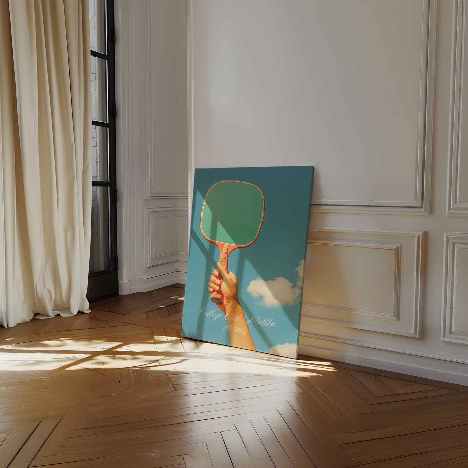 Vintage Tennis Racket Kunstwerk-canvas-dibond-plexiglas-wanddecoratie-WallArtistic