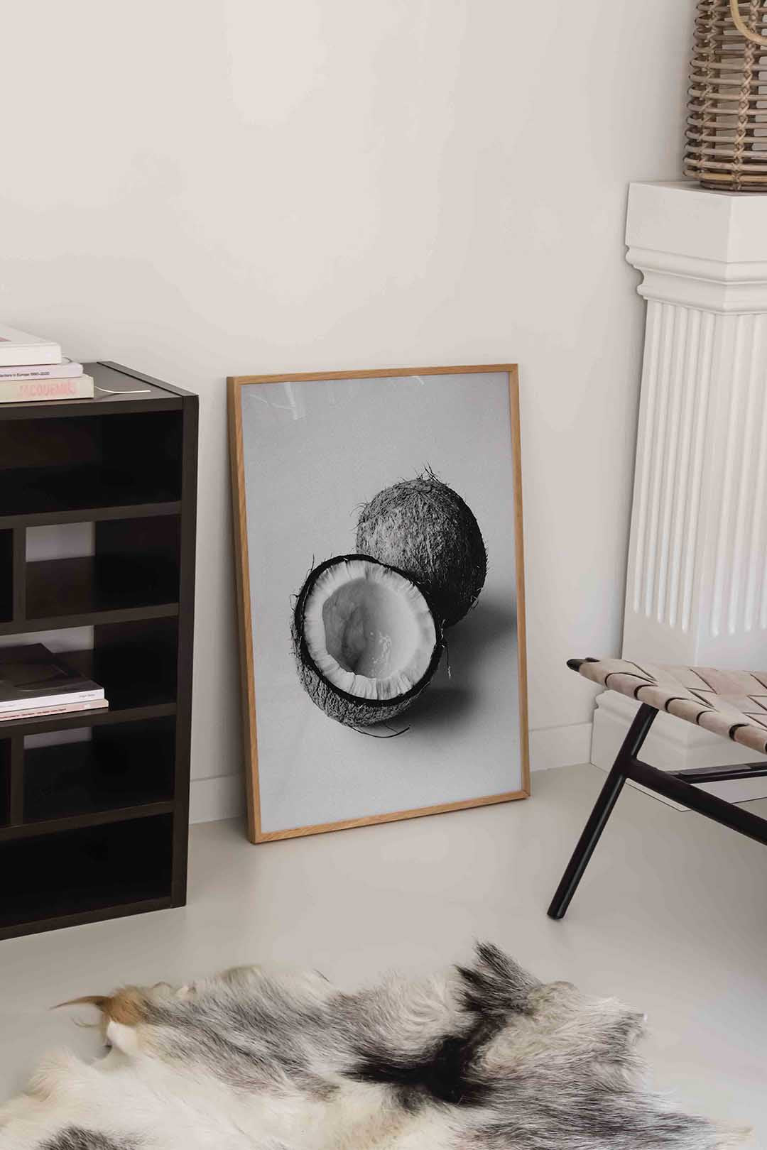 Kokosnoot zwart wit Poster