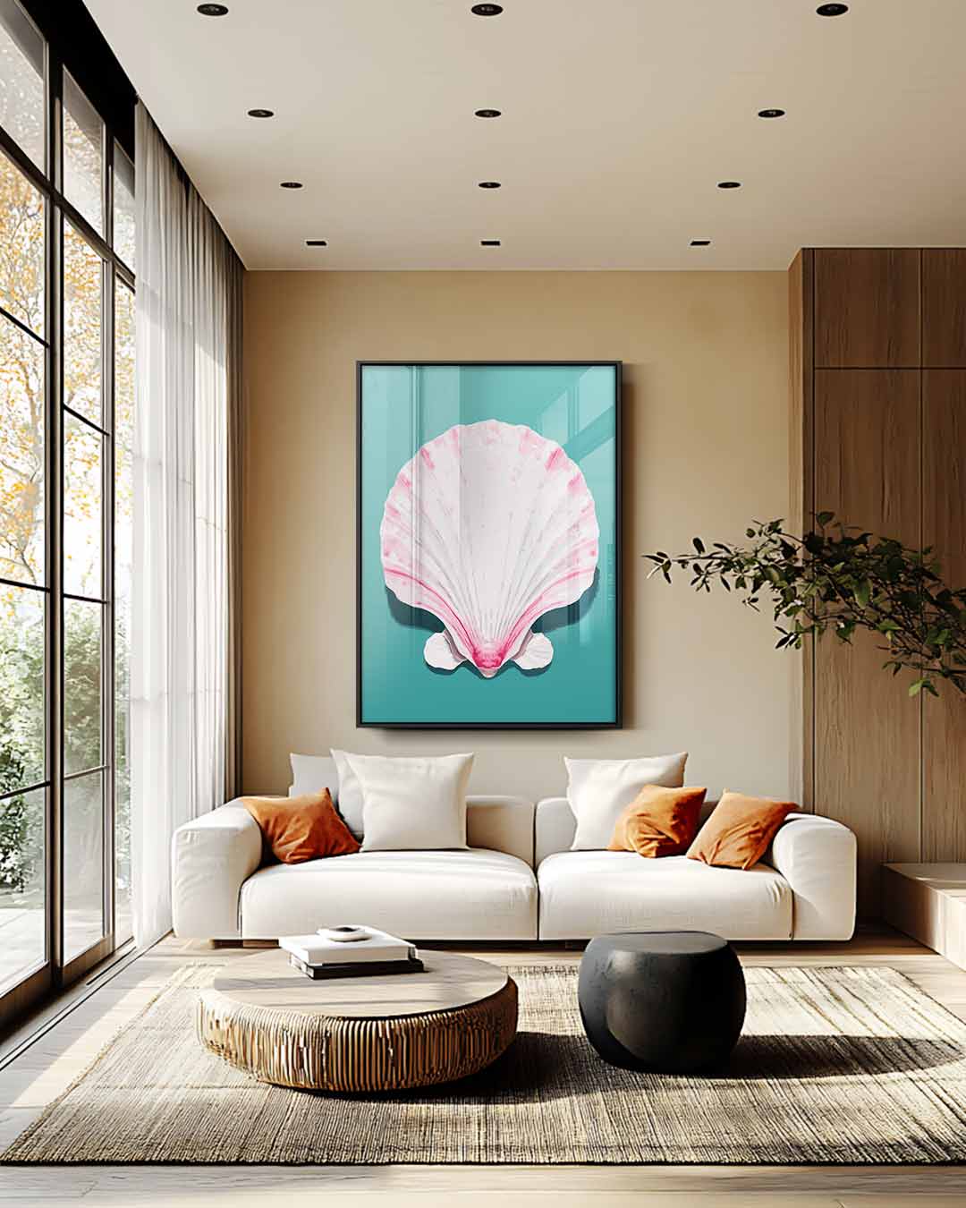 Schelp met Roze Accenten Kunstwerk-canvas-dibond-plexiglas-wanddecoratie-WallArtistic