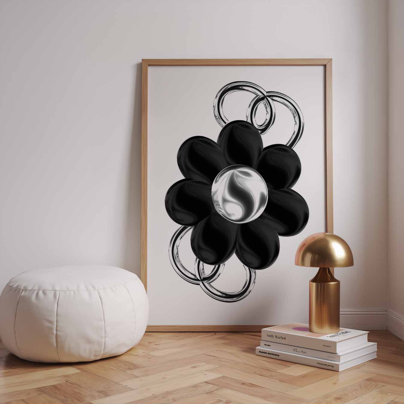 Zwart-Witte Bloemenposter-WallArtistic