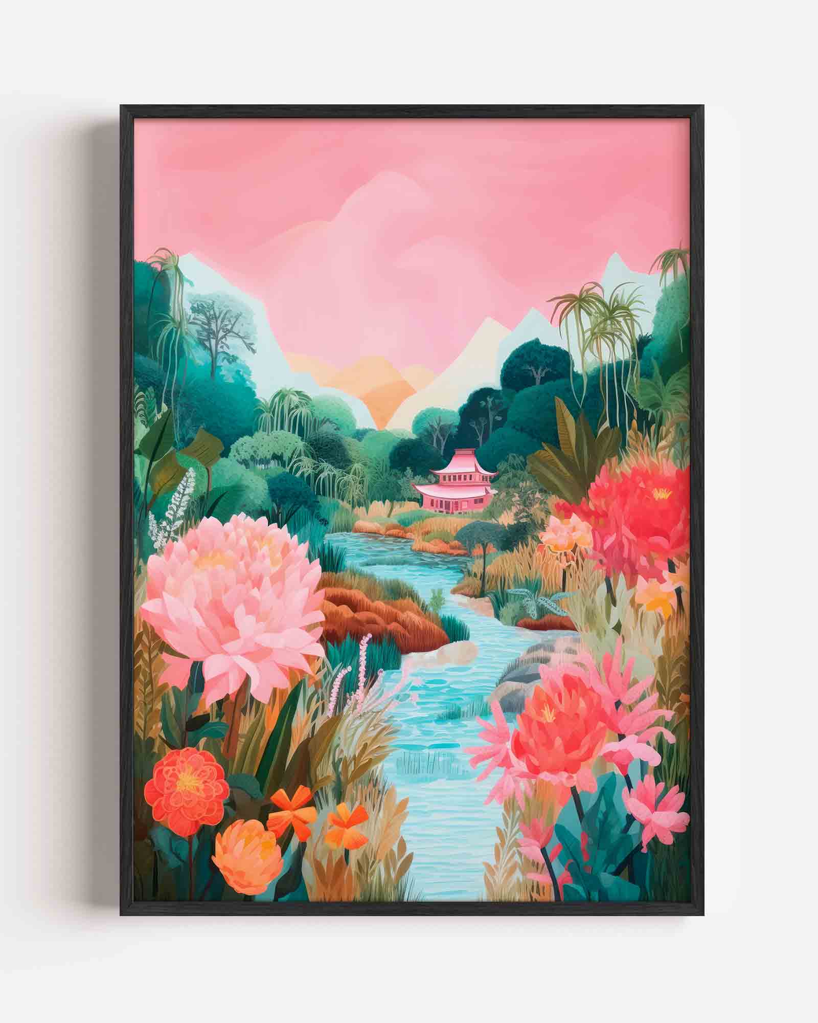 Bloemen en landschap Poster