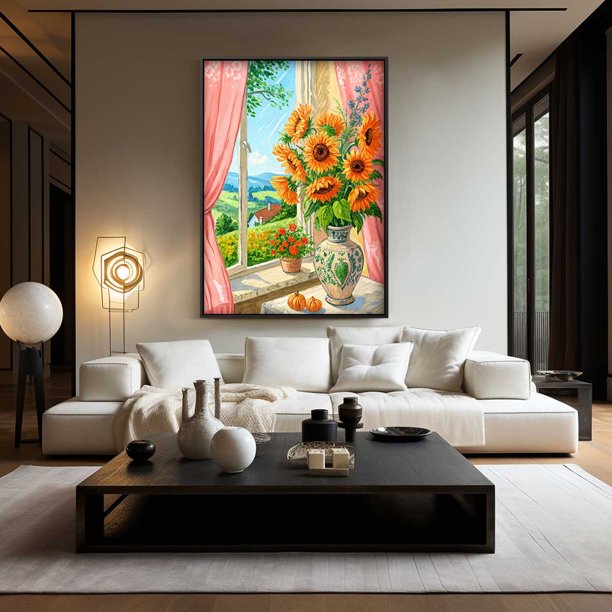 Zomers Arrangement bij het Venster Kunstwerk-canvas-dibond-plexiglas-wanddecoratie-WallArtistic