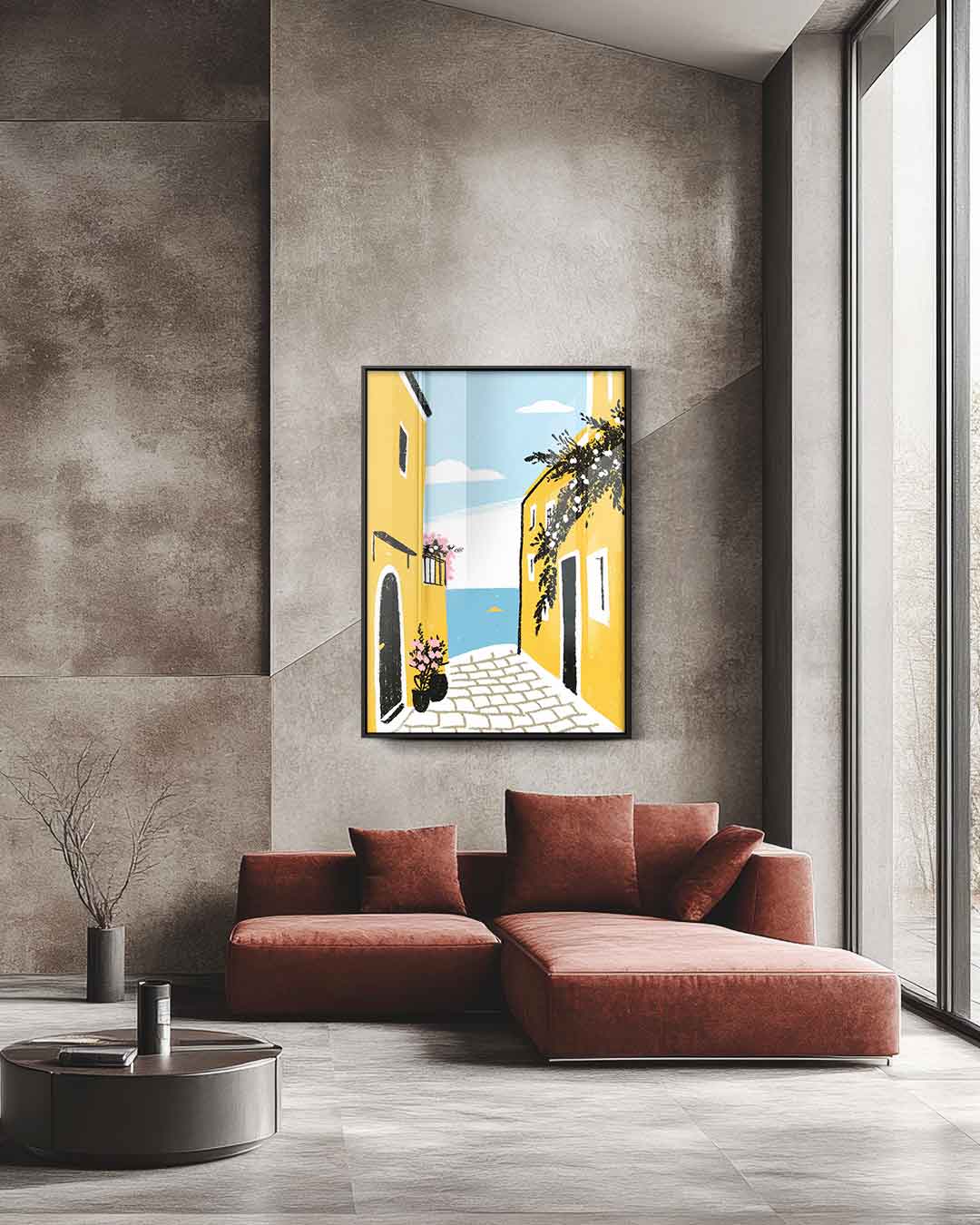 Zonnige Straat naar de Zee Kunstwerk-canvas-dibond-plexiglas-wanddecoratie-WallArtistic