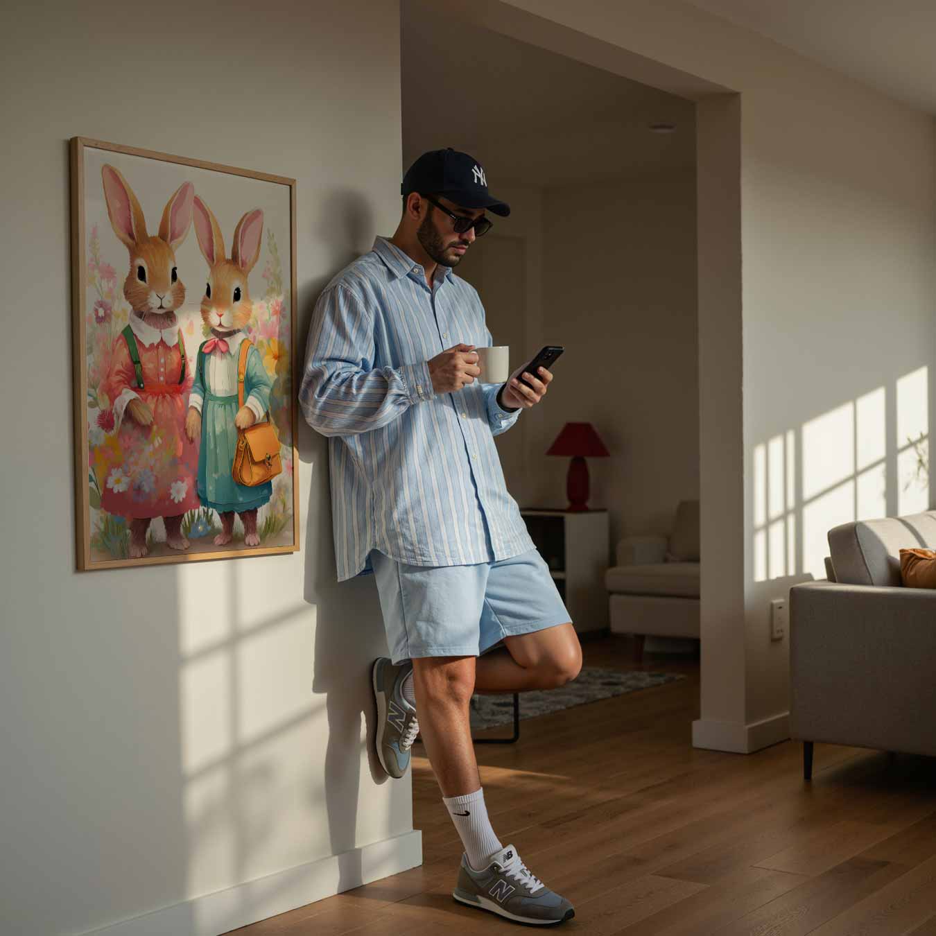 Bloemenfeest Konijnen Poster-WallArtistic