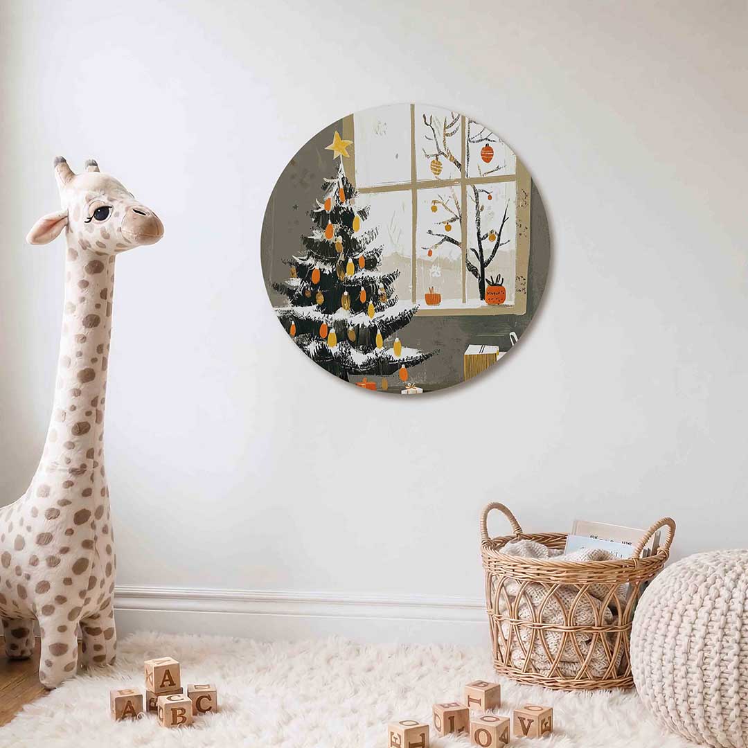 Kerstboom en cadeaus Muurcirkel