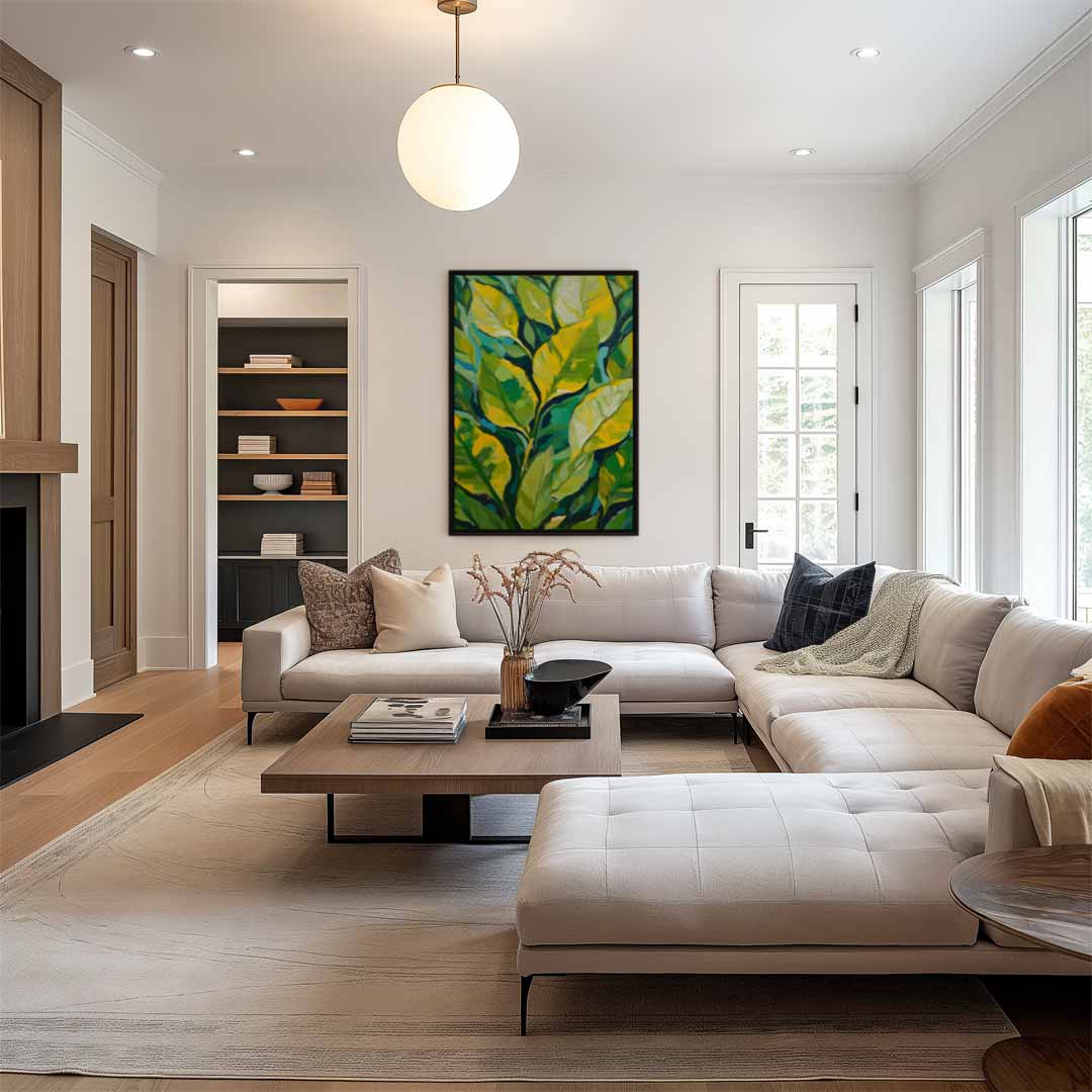 Groene Bladeren Sfeer Kunstwerk-canvas-dibond-plexiglas-wanddecoratie-WallArtistic