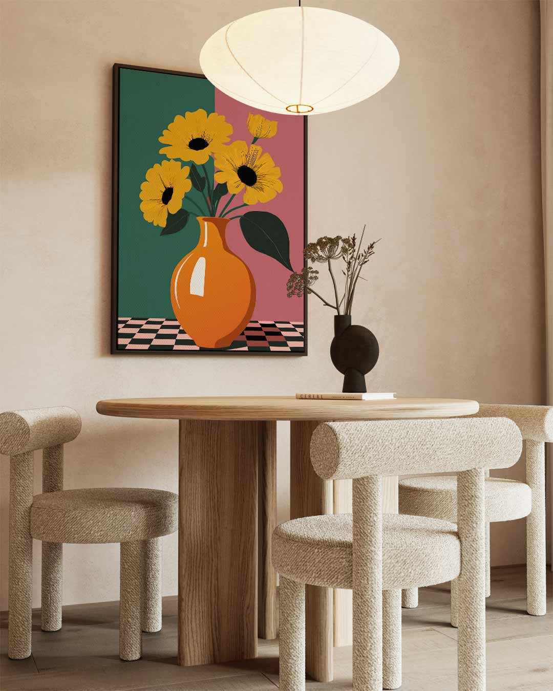 Zonnige Bloemen in Vaas Kunstwerk-canvas-dibond-plexiglas-wanddecoratie-WallArtistic