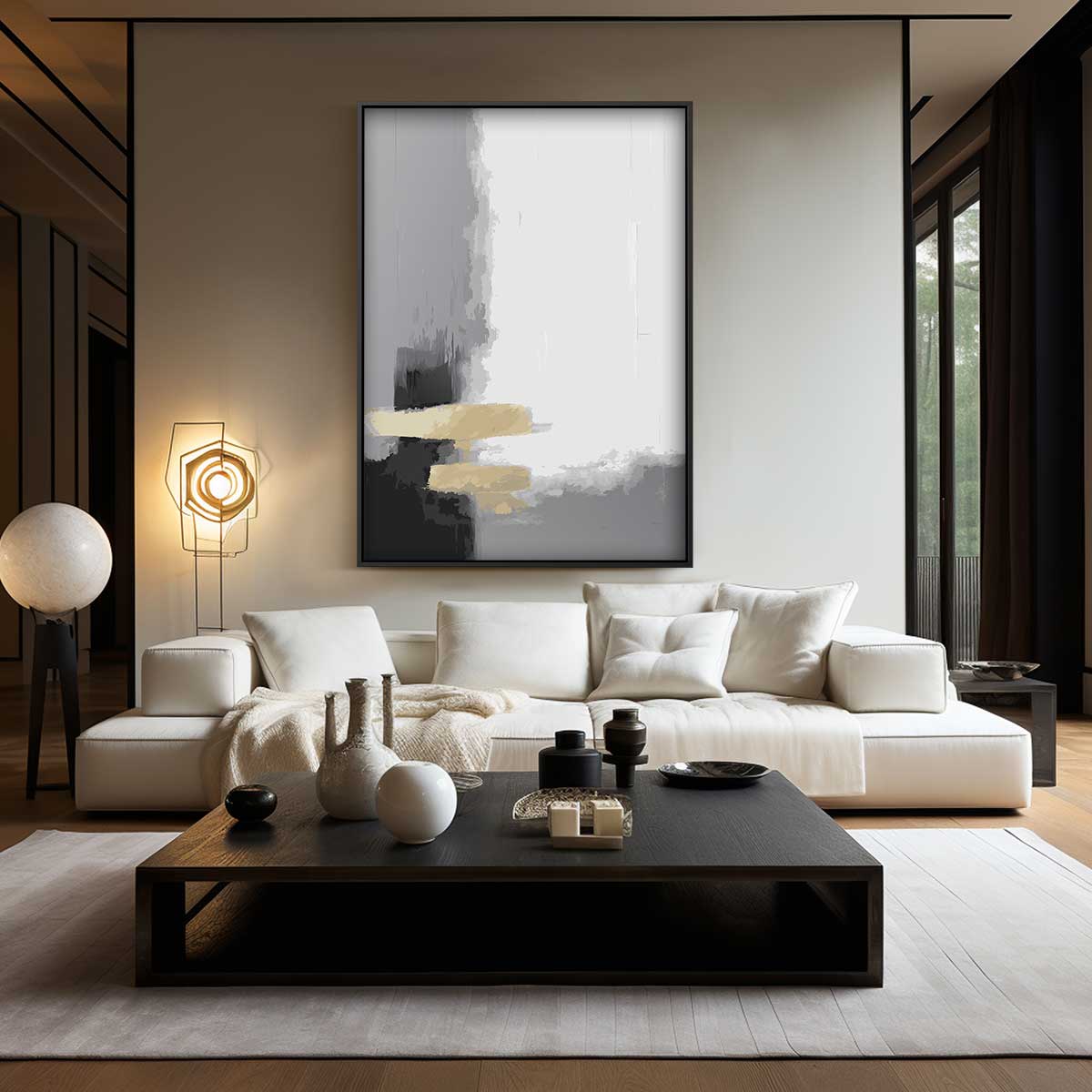 Abstract Grijs Tinten Kunstwerk Kunstwerk-canvas-dibond-plexiglas-wanddecoratie-WallArtistic