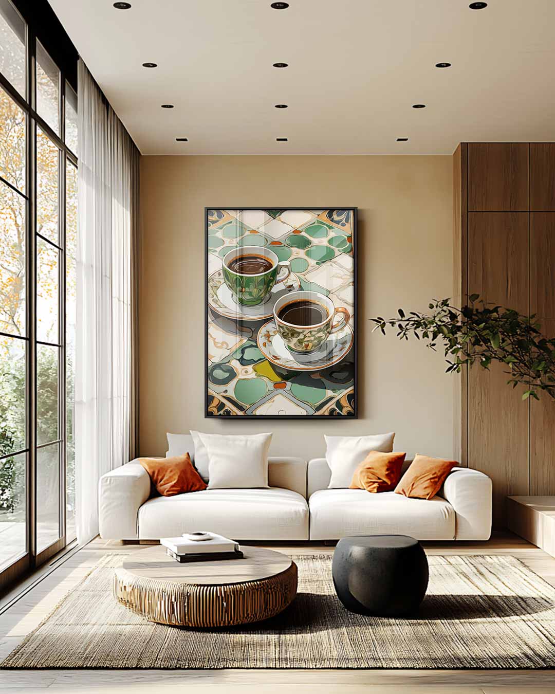 Koffie Betovering op Keramische Tegels Kunstwerk-canvas-dibond-plexiglas-wanddecoratie-WallArtistic