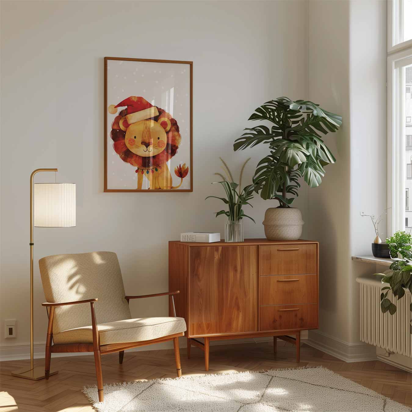 Kerstleeuw Feestposter