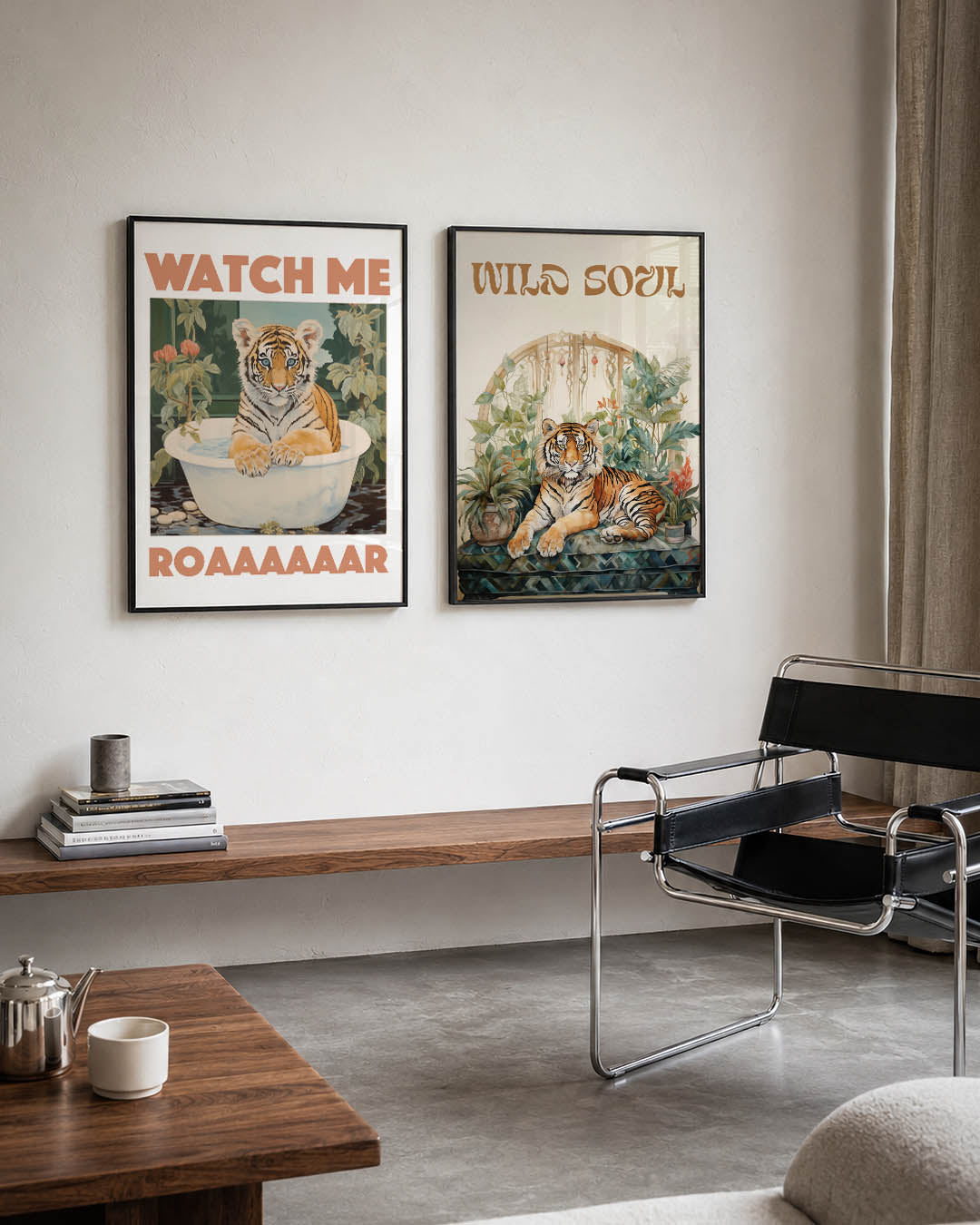 Tijger in bad Posterset