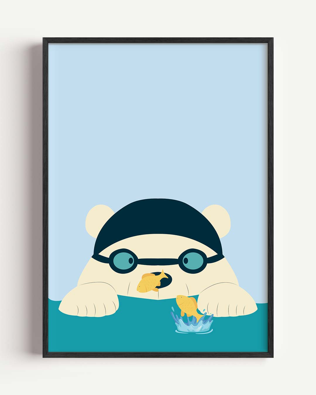 Zwemmende Beer met Vissevrienden Poster-WallArtistic