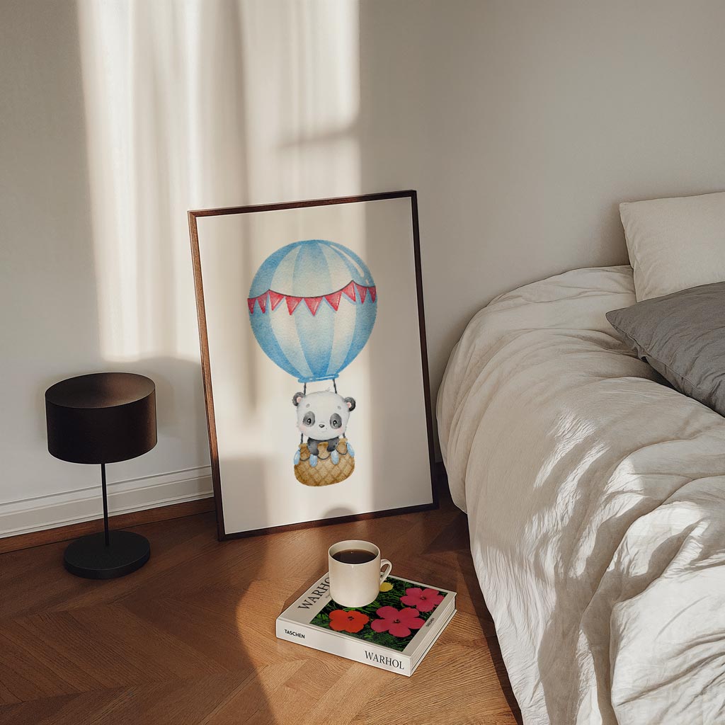 Schattige Panda In Luchtballon Poster