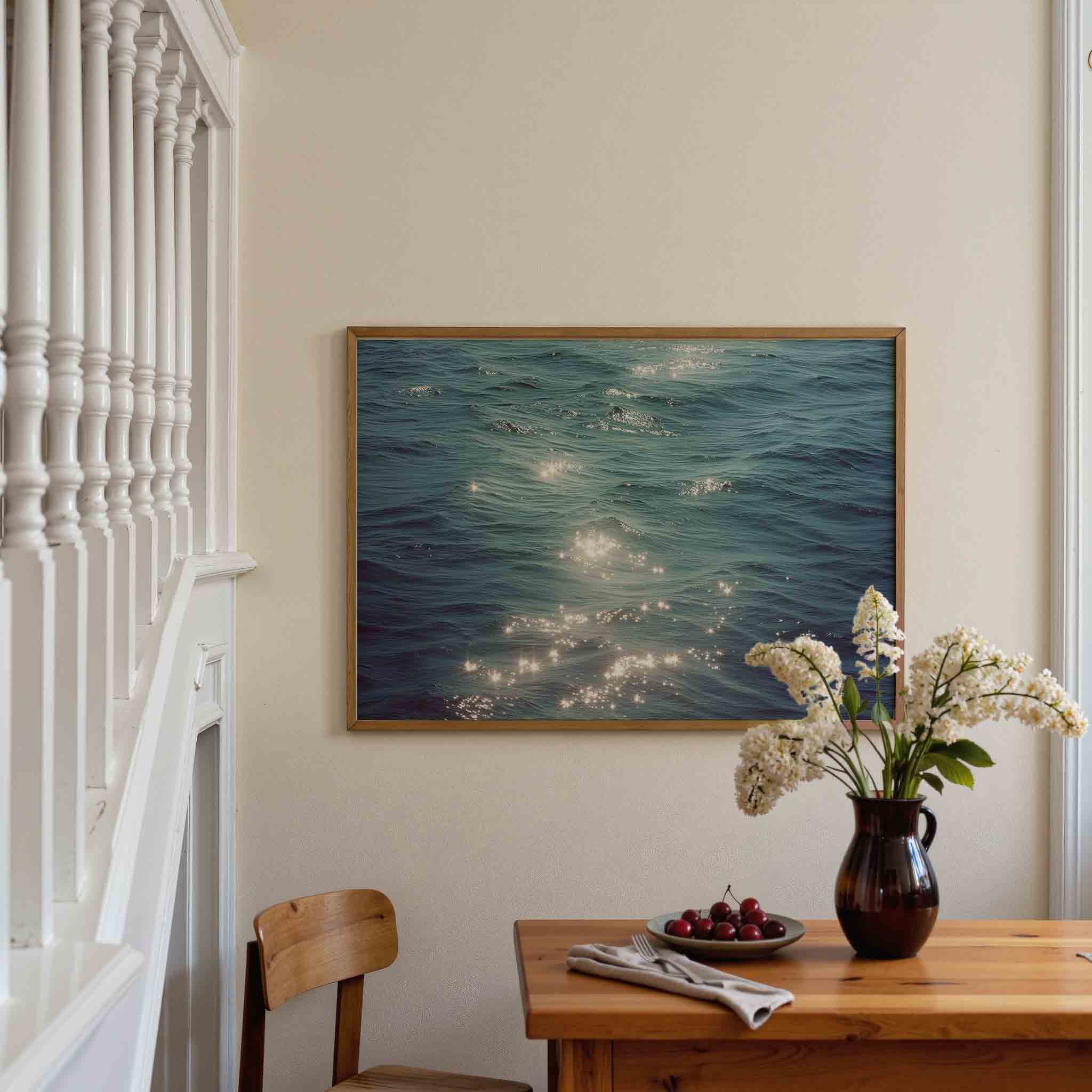 Golvend water met lichtreflecties Poster