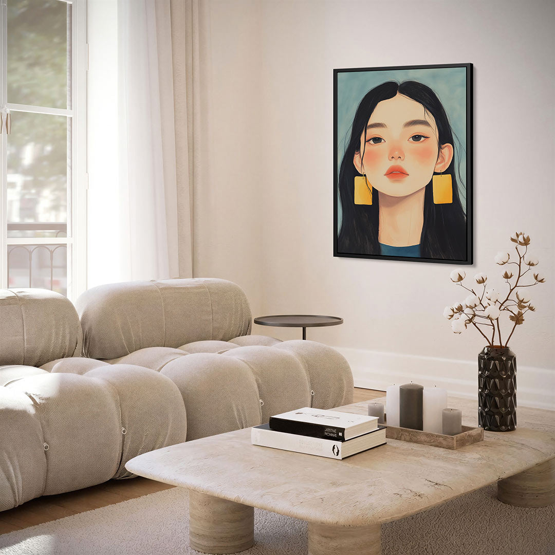 Portret met geometrische vormen Kunstwerk